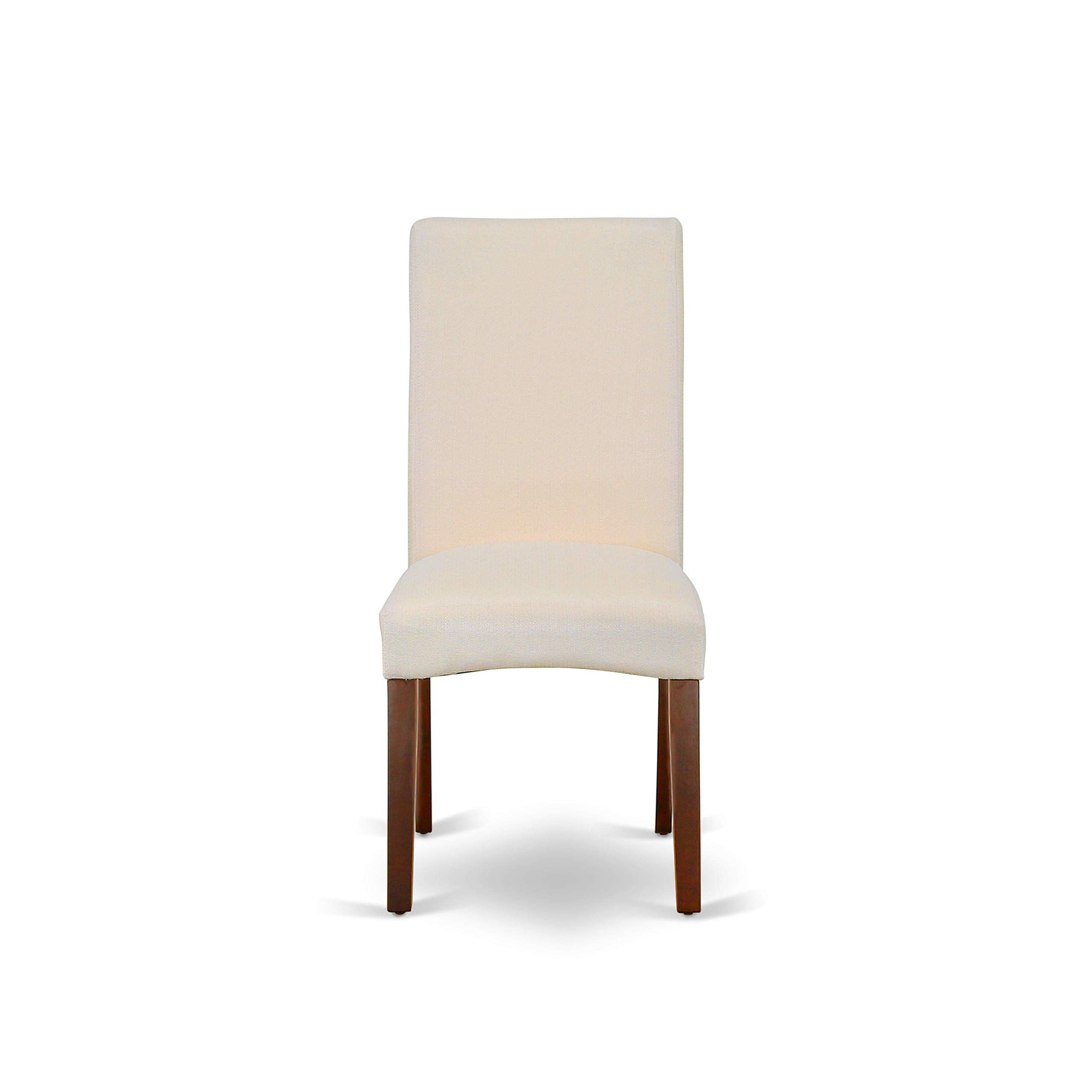 East West Furniture HBDR3-MAH-01 3-Piece Round Dining Table Set with Pedestal Base & 2 Cream Linen Upholstered Chairs, 42x42 Inch, Mahogany - Perfect for Small Spaces, Breakfast Nooks & Cozy Apartment Dining Rooms