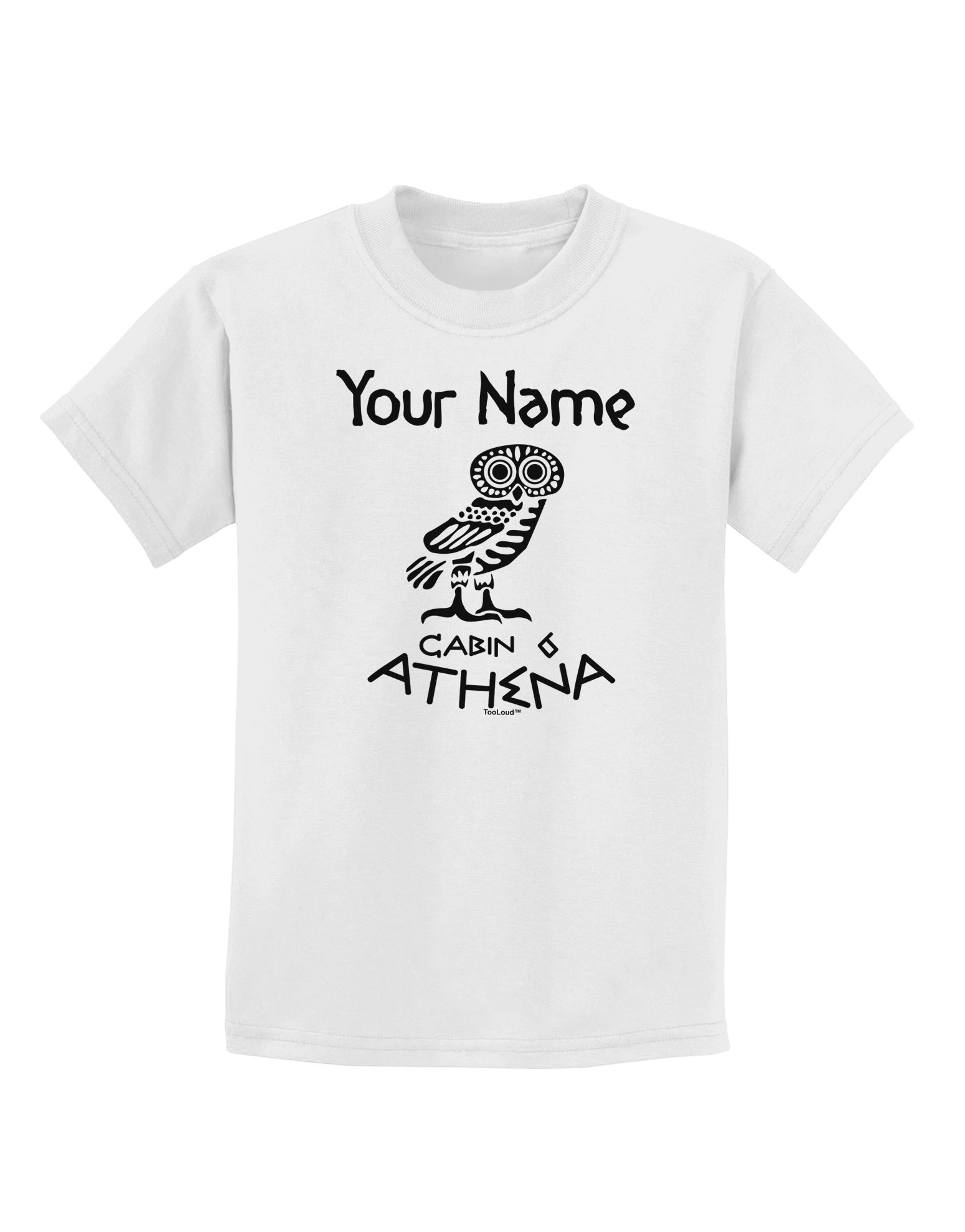 TooLoud Personalized Cabin 6 Athena Kids T-Shirt - Custom Children's Graphic Tee for School, Playdates & Family Outings