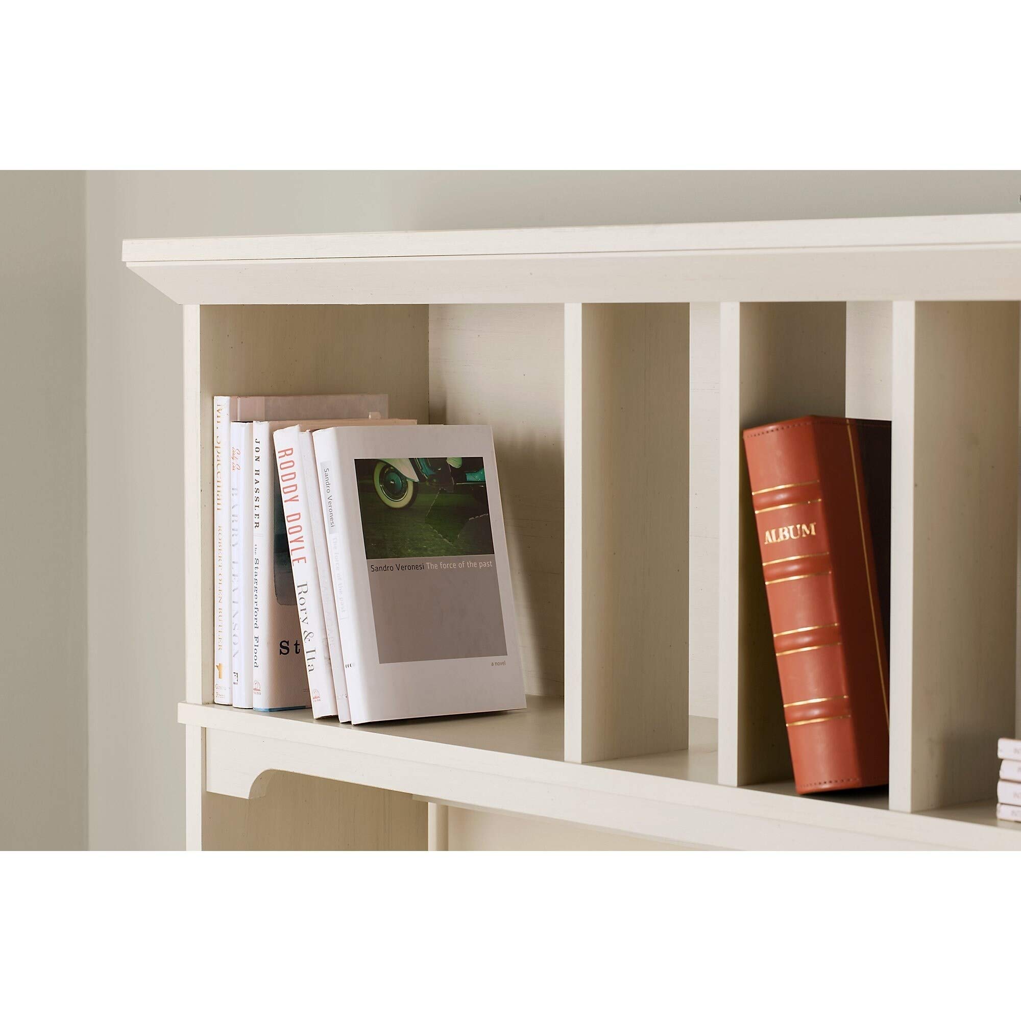 60-Inch L-Shaped Desk Hutch in Antique White MDF - Perfect for Home Office, Study Room & Workspace Organization