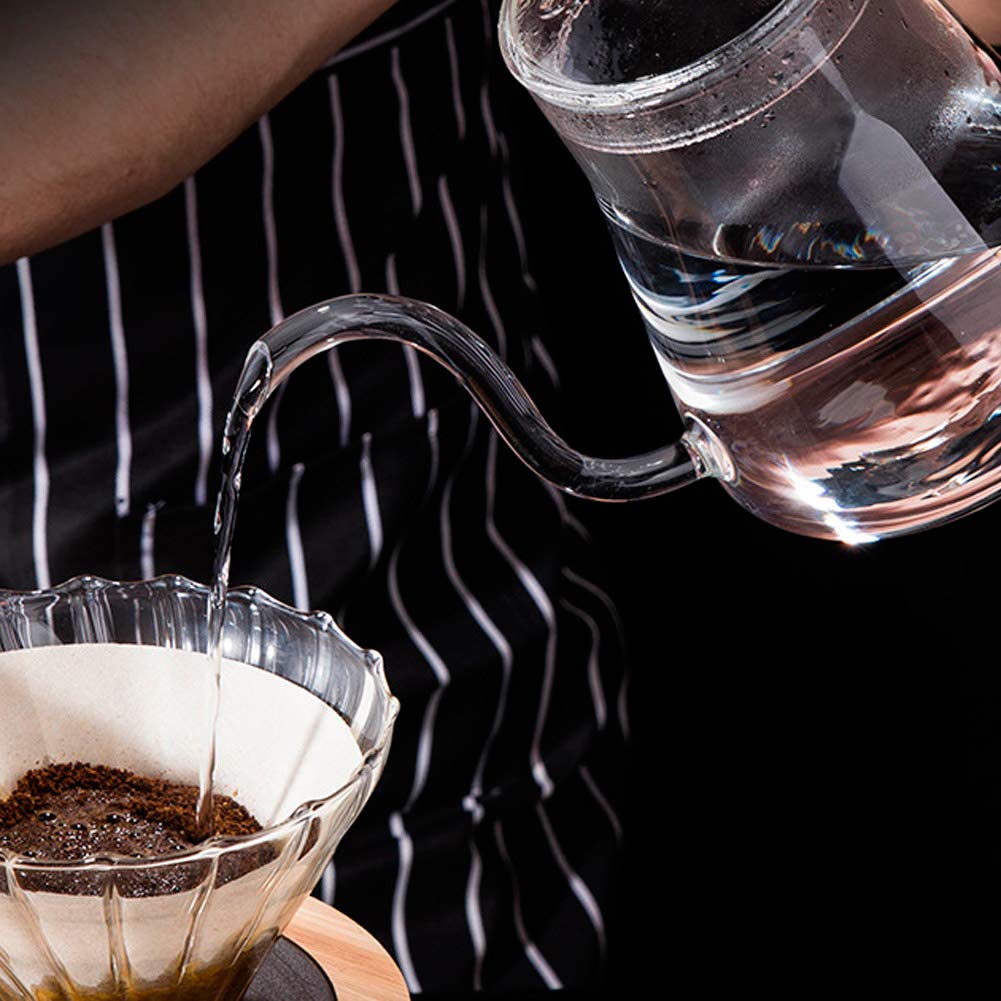 Premium 600ml Thickened Glass Gooseneck Kettle - Alvinlite Pouring Kettle for Precision Coffee Brewing, Tea Dripping & Pour Over Coffee - Ideal for Home Baristas, Coffee Shops & Tea Enthusiasts