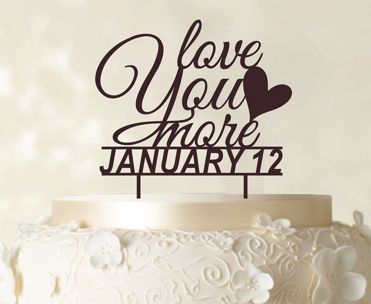 Personalized 'Love You More' Wedding Cake Topper - 6