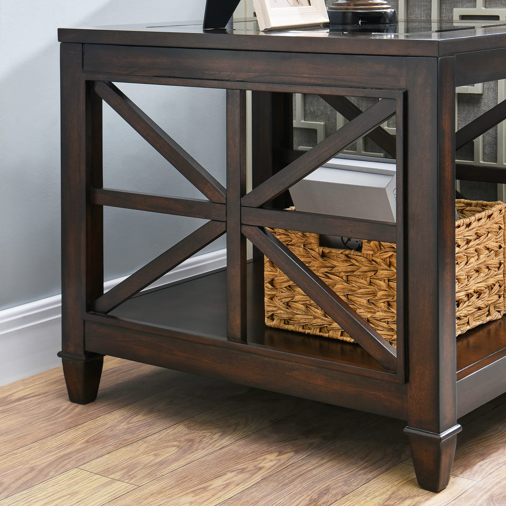LEEMTORIG Solid Wood Glass End Table - 22.5