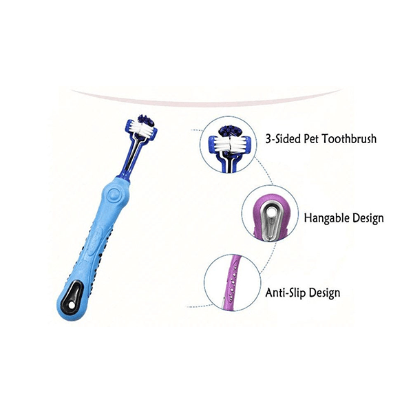 M PETS 3 Headed Toothbrush for Dogs - Triple Action Dental Care - Soft Bristles for Gentle Cleaning - Perfect for Small, Medium & Large Breeds - Use for Daily Oral Hygiene & Plaque Removal