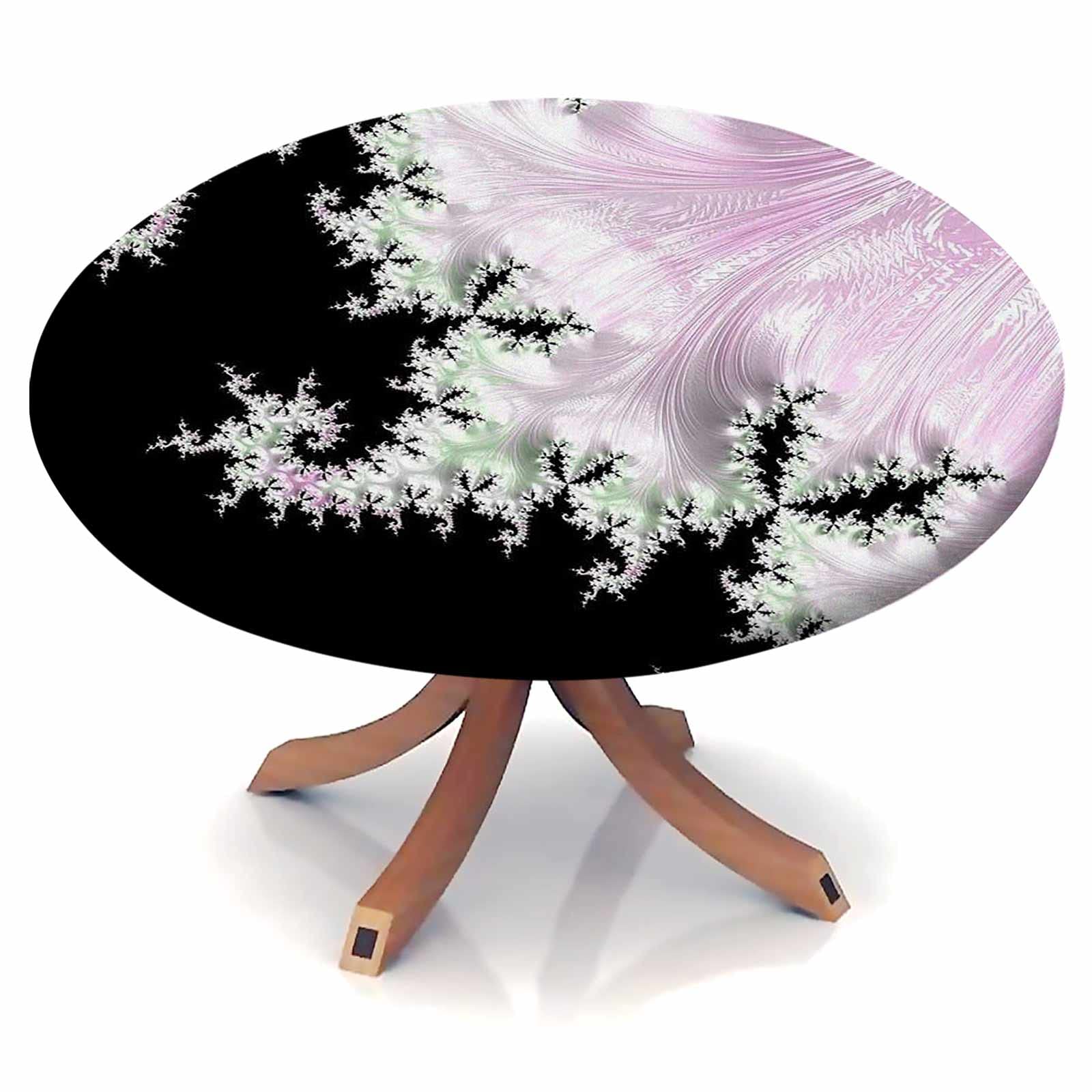 Round Fitted Tablecloth 68 Inch - Stain & Water Resistant Fabric Table Cover for 56