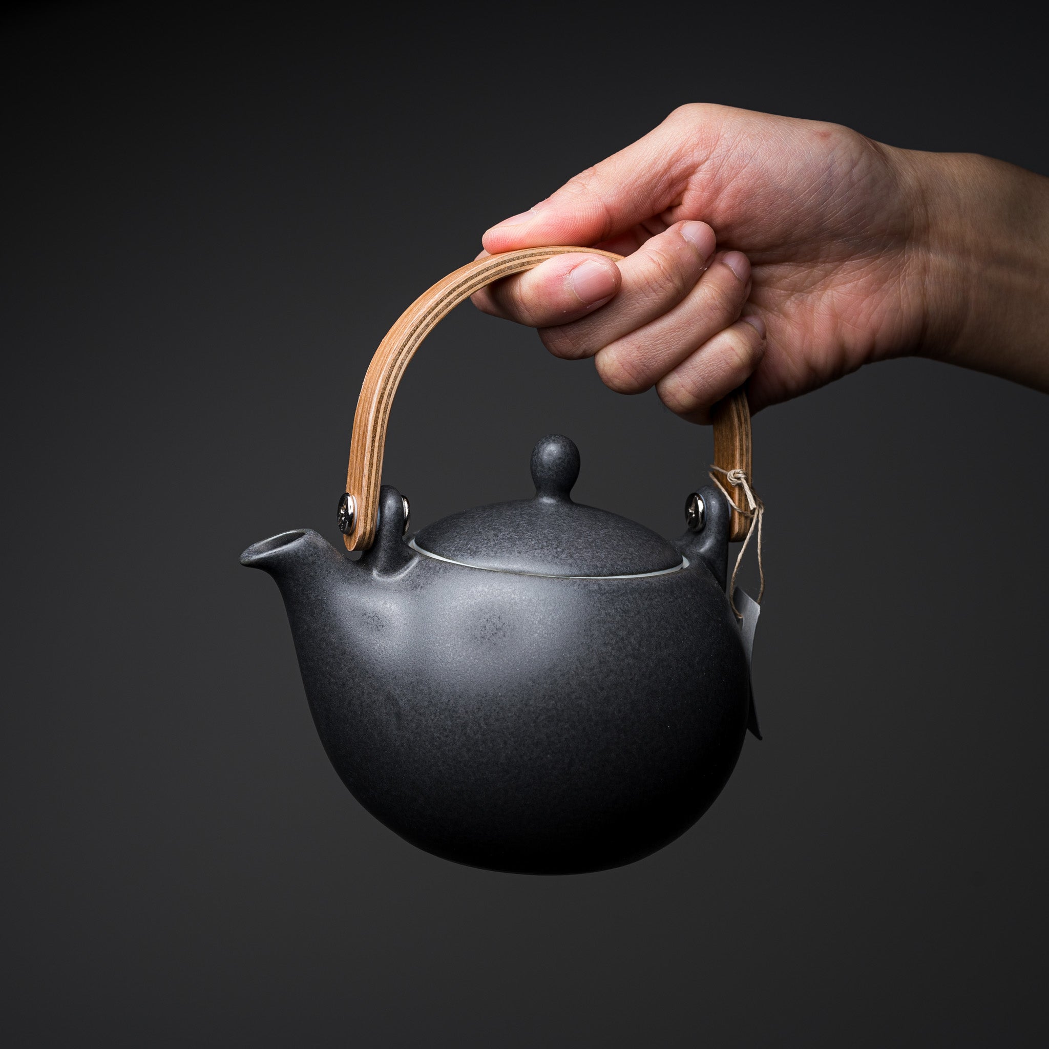 Premium Yui Wooden Handle Teapot - 330ml Ceramic Teapot with Ink Design - Perfect for Japanese Tea Ceremony, Afternoon Tea & Home Decor