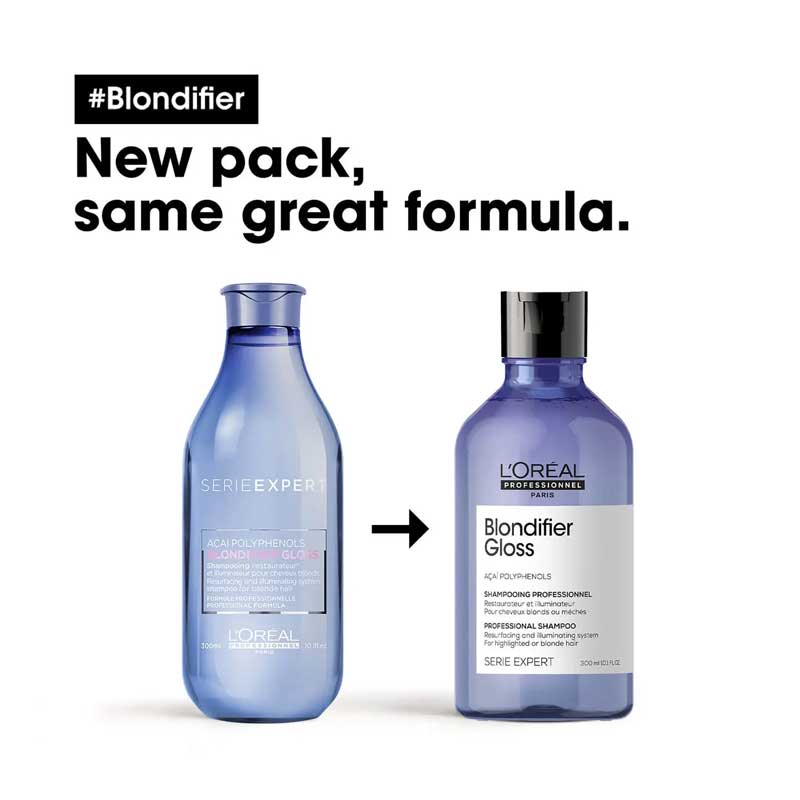 L'Oréal Professionnel Blondifier Gloss Shampoo for Blonde Hair - Toning & Brightening Purple Shampoo for Color-Treated Hair - Perfect for Salon-Quality Blonde Maintenance at Home