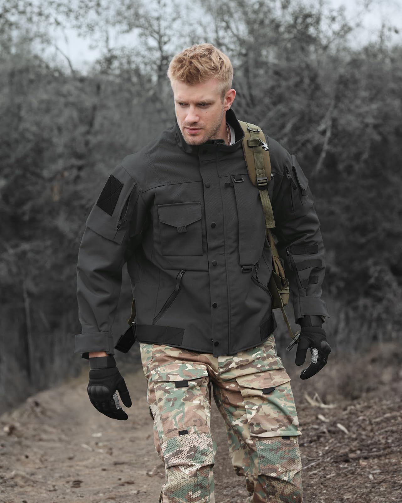 Men's Military Tactical Jacket - 1000D Cordura Hard Shell Water Resistant Army Coat for Hiking, Bushcraft & Outdoor Adventures | Durable All-Weather Protection for Camping, Hunting & Survival Gear