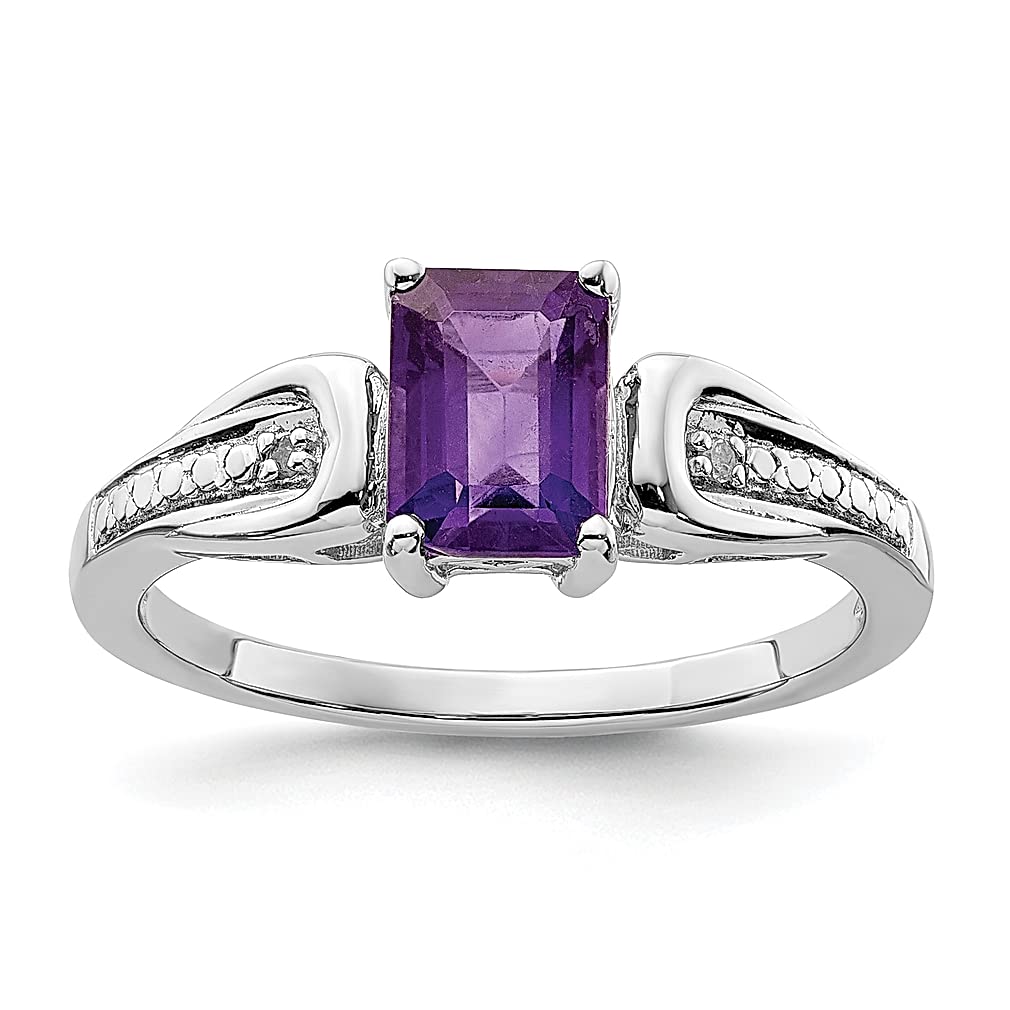 925 Sterling Silver Diamond & Purple Amethyst Band Ring for Women - Elegant Gemstone Jewelry Gift for Her - Perfect for Anniversaries, Birthdays & Special Occasions