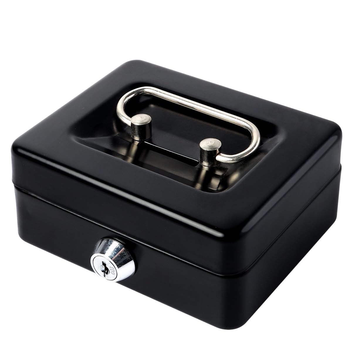 Jssmst Small Metal Cash Box with Lock & Coin Slot - Secure Black Money Bank for Home, Office & Retail (SMCB0301N) - Perfect for Storing Cash, Coins, Valuables & Important Documents