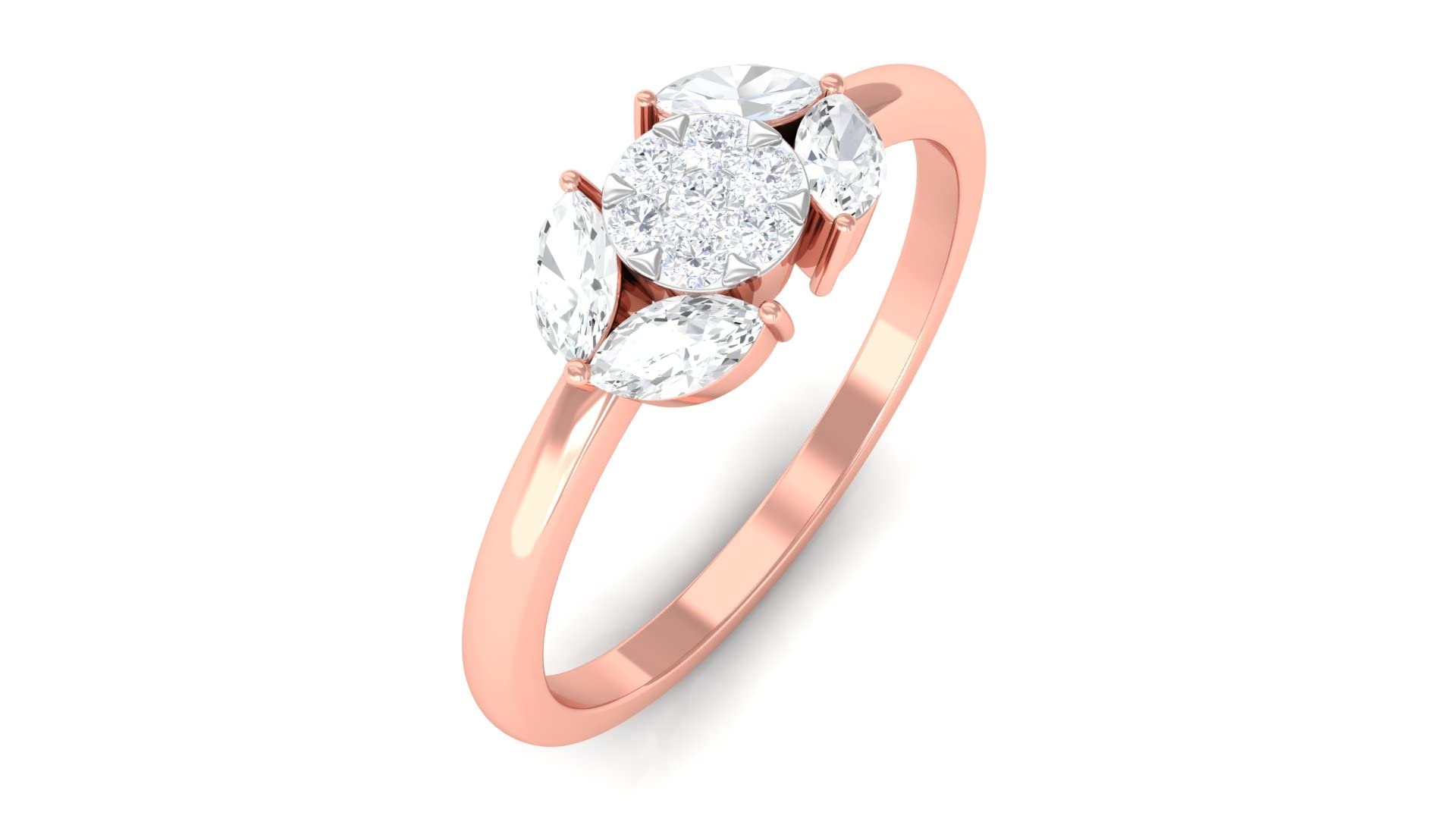 0.50 CT Diamond Promise Ring for Women - 14K Solid Gold Floral Engagement Ring - Elegant Gold Diamond Ring for Her - Perfect for Anniversaries, Proposals & Special Occasions