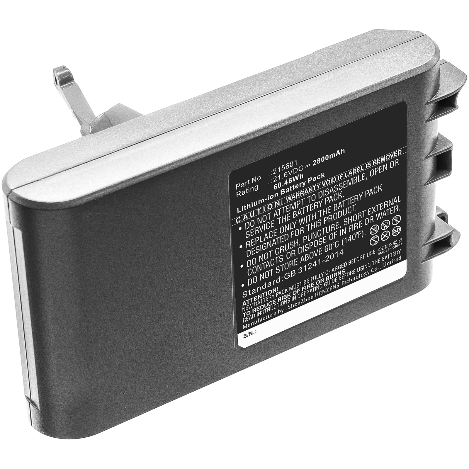 Synergy Digital Dyson V8 Animal Vacuum Cleaner Replacement Battery - 21.6V 2800mAh Li-ion High Capacity Battery Compatible with Dyson V8 Series (Model 215681) - Perfect for Deep Cleaning Homes with Pets and Carpets
