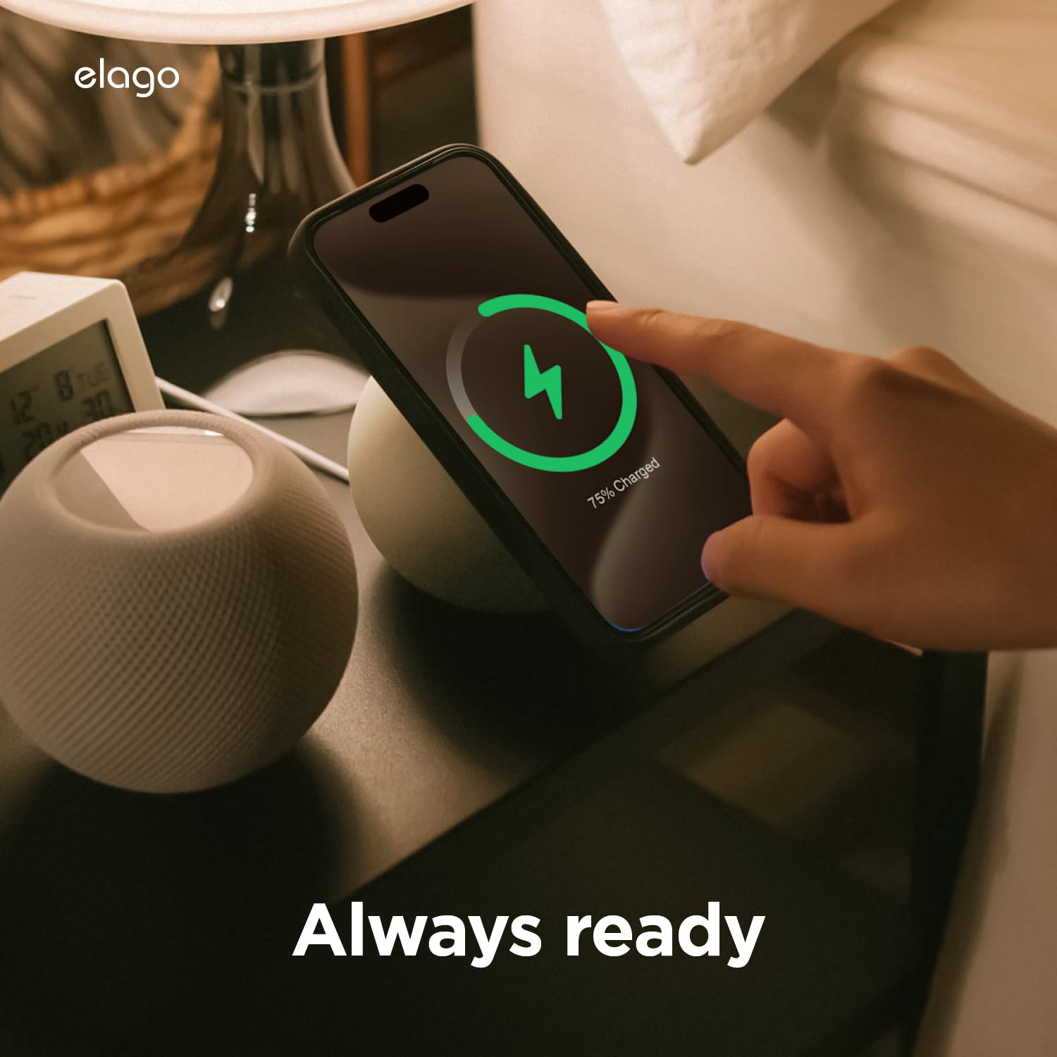elago MS2 MagSafe Charging Stand for iPhone 16/15/14/13/12 Series - Premium Silicone Phone Holder Dock (Jean Indigo) | Wireless Charger Stand for Home, Office & Nightstand Use [Charger Not Included]