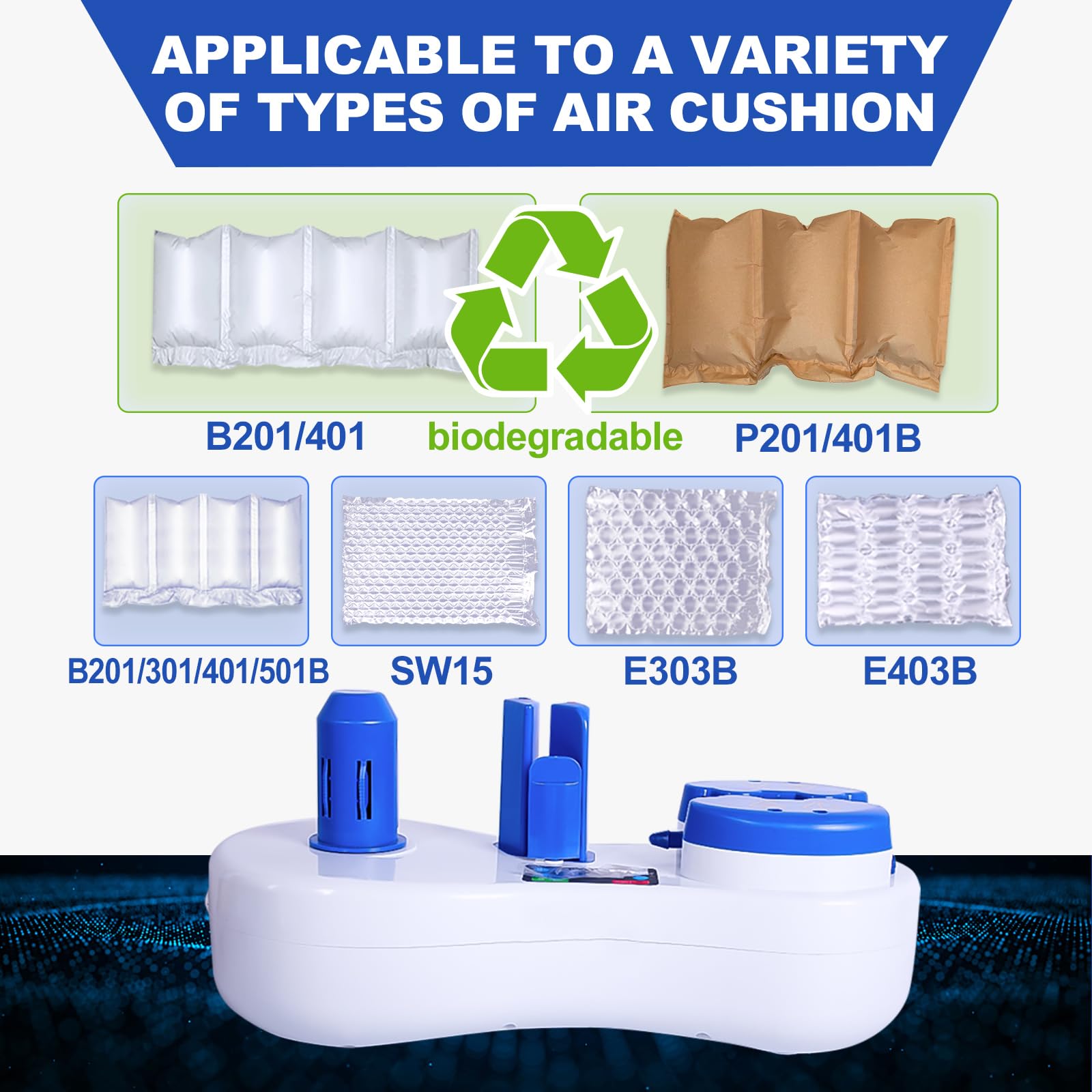 **Air Pillow Machine for Void Fill Packaging - 13 Ft/min High Speed, No Preheat Required, Seals All Film Types - Includes 1 Free Test Film - Ideal for E-commerce, Shipping, and Fragile Item Protection**