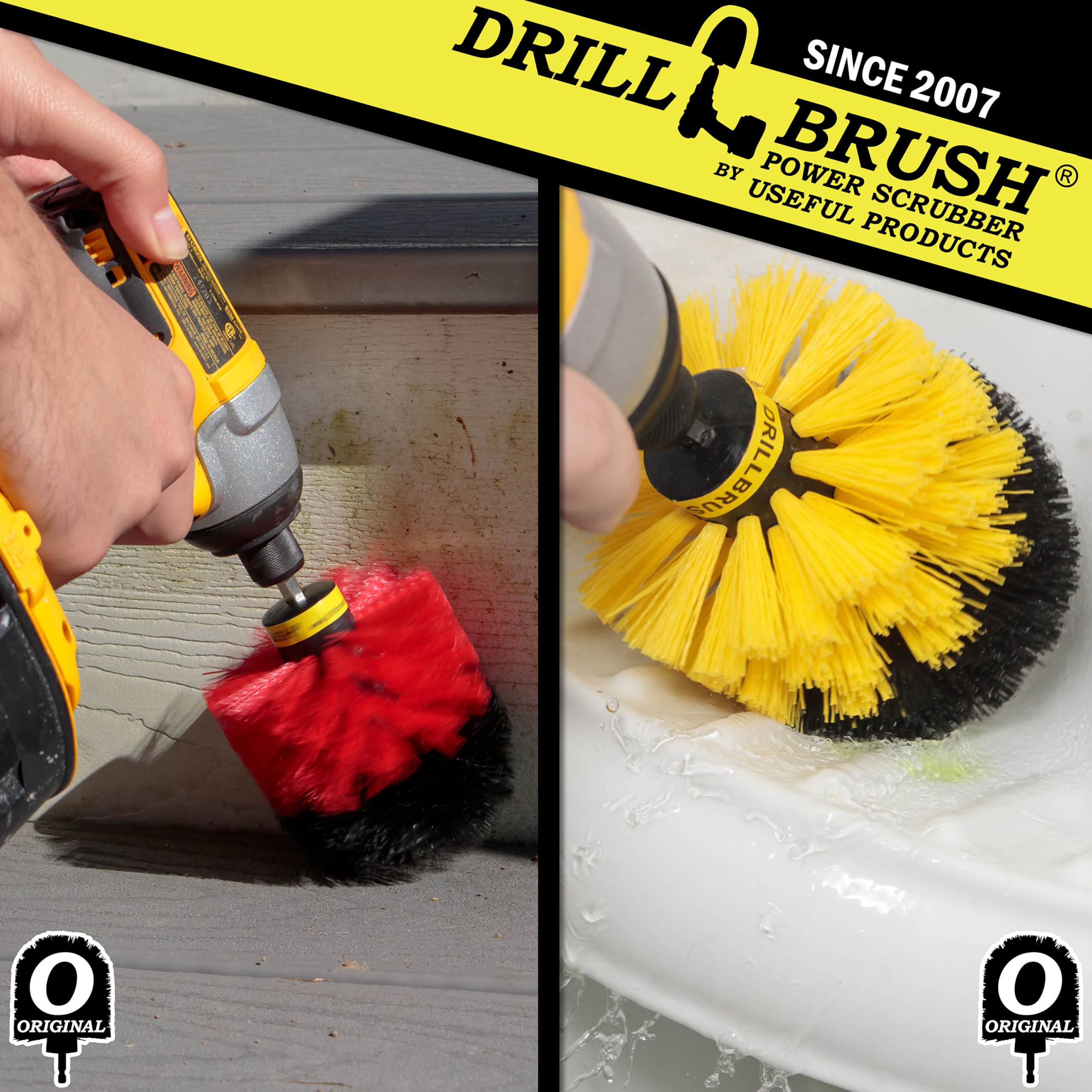Power Drill Brush Cleaning Kit for Concrete, Brick, Stone & Fireplace - Heavy Duty Scrub Brush for Soap Scum, Hard Water Stains, Rust & Mineral Deposits - Perfect for Bird Baths, Garden Statues & Bathroom Cleaning