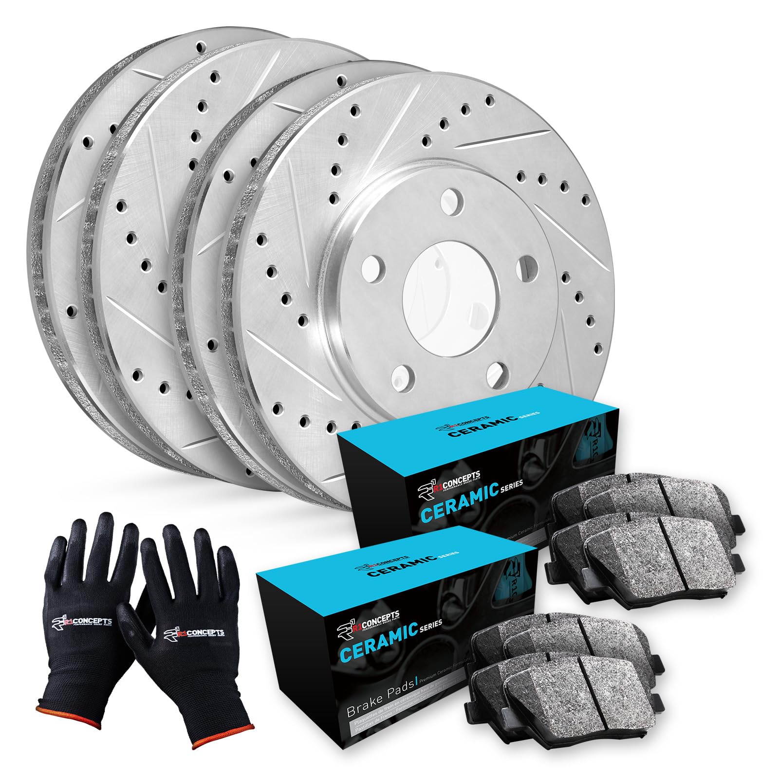 R1 Concepts Premium Front & Rear Brake Kit - Semi-Metallic Brake Pads & Rotors (CEC.48011.04) | High-Performance Braking System for Cars, SUVs & Trucks | Perfect for Daily Commuting, Highway Driving & Towing