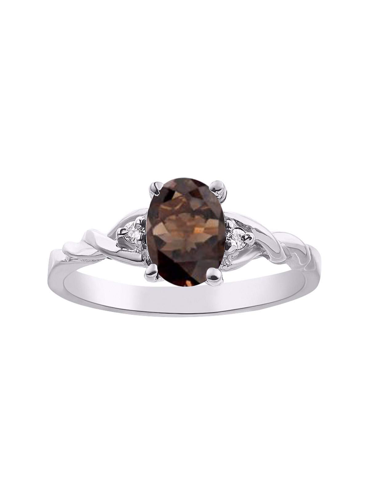 Rylos Sterling Silver Classic Birthstone Ring with 7X5MM Oval Gemstone & Diamonds | Women's Jewelry Sizes 5-10 | Perfect for Birthdays, Anniversaries & Special Occasions