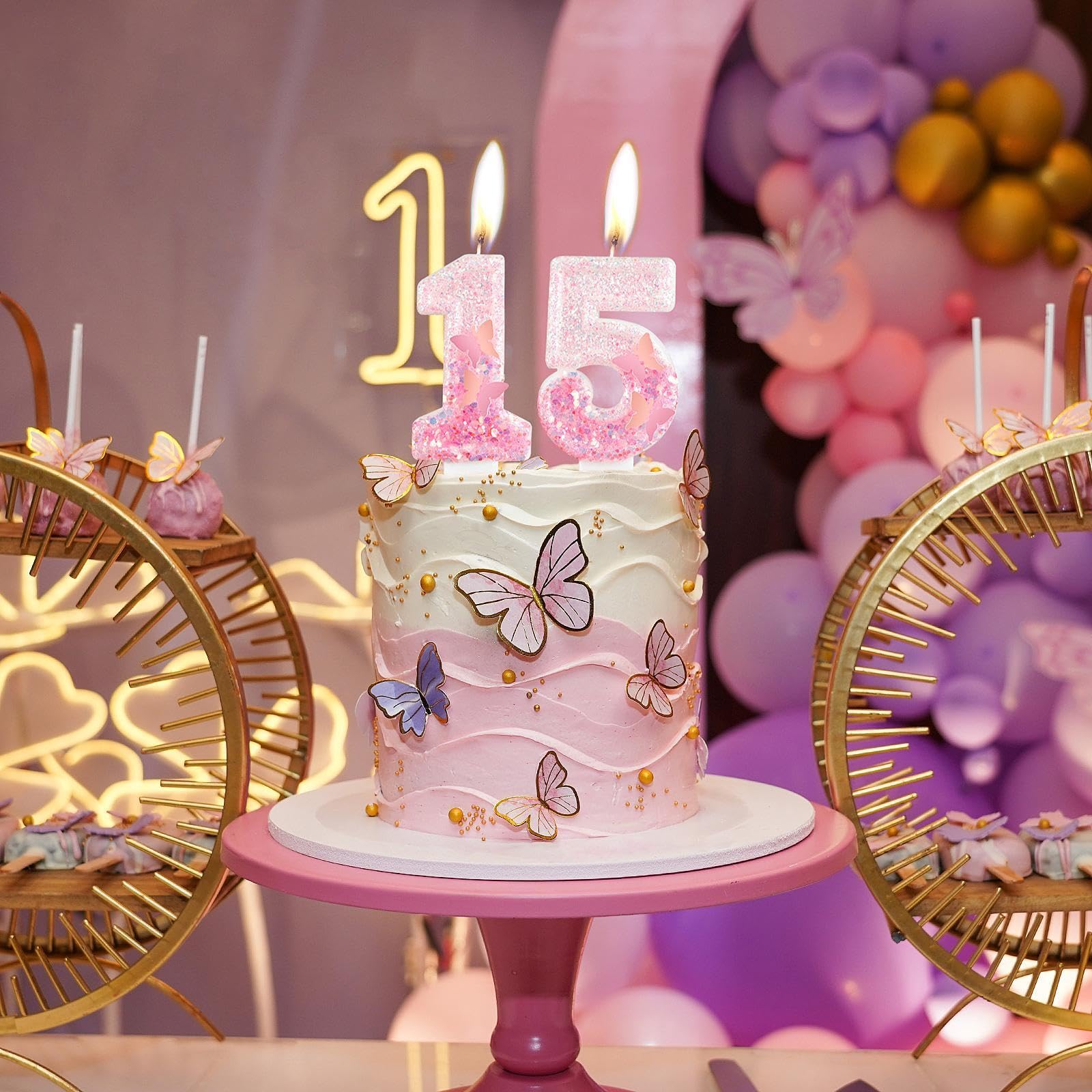 Pink Butterfly Number 1 Birthday Candle - First Birthday Cake Topper for Girls, Wedding & Anniversary Party Decorations - Perfect for 1st Birthday Celebrations, Baby Showers, and Special Occasions