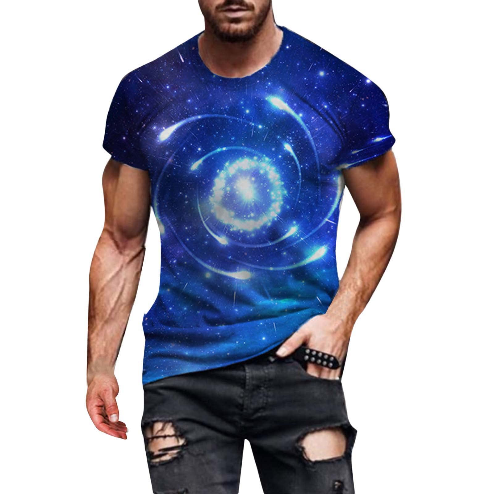 XXBR Men's 3D Digital Galaxy Print T-Shirt - Summer Short Sleeve Graphic Tee for Streetwear & Casual Outfits | Perfect for Parties, Concerts and Everyday Wear