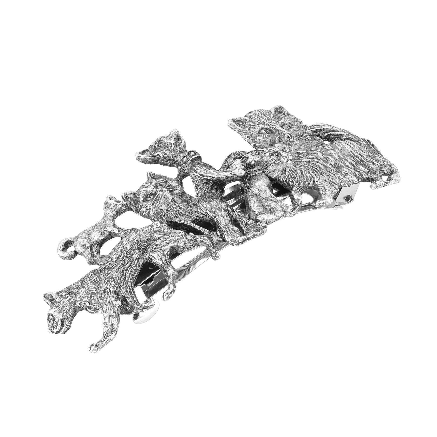 Vintage 1928 Jewelry Cat Clique Hair Barrette - Elegant Floral Cat Hair Clip for Women & Girls, Perfect for Parties, Weddings & Everyday Wear