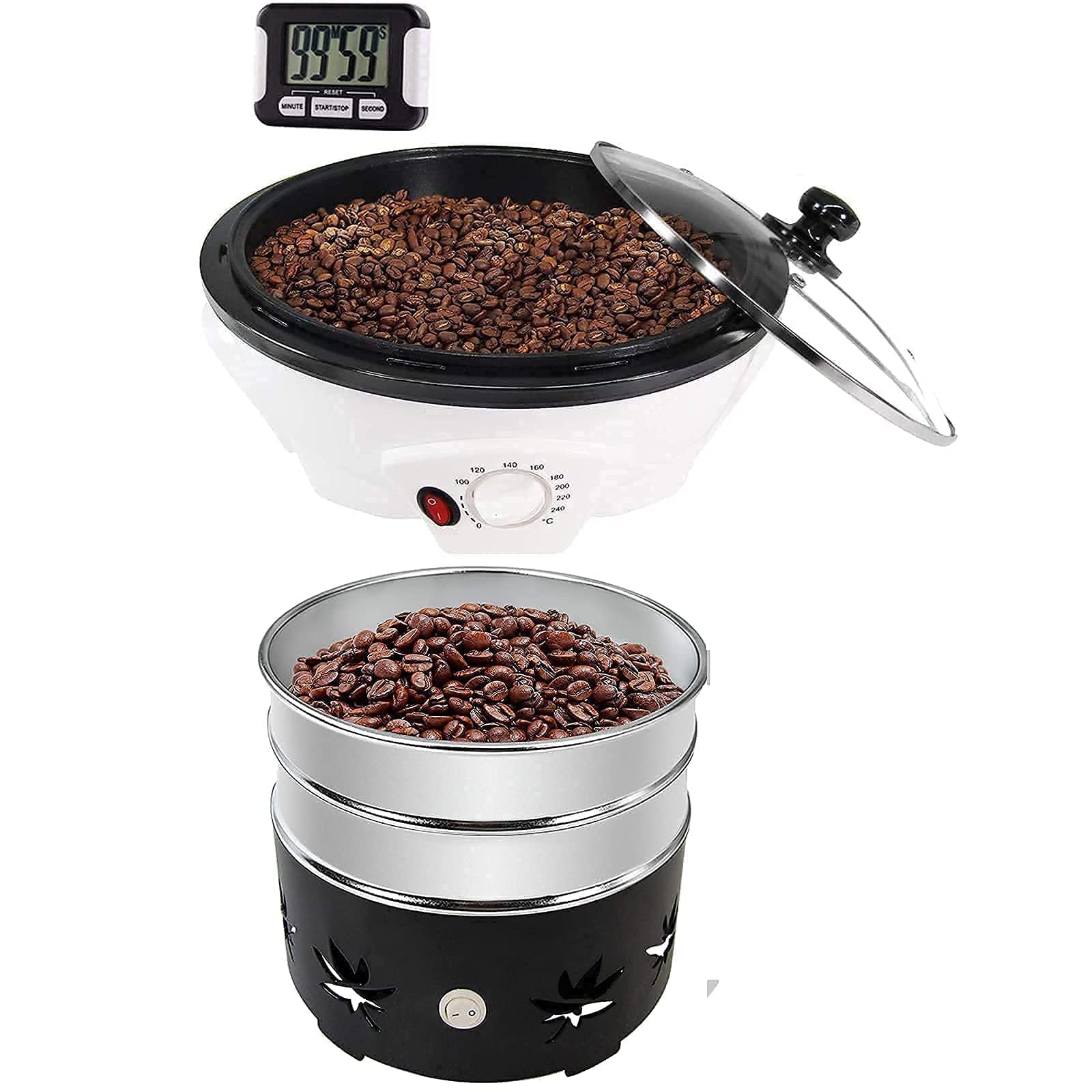 Premium JIAWANSHUN Electric Coffee Roaster & Bean Cooler - Home & Commercial Coffee Roasting Machine for Fresh Artisan Coffee - Perfect for Coffee Shops, Cafes & Home Baristas