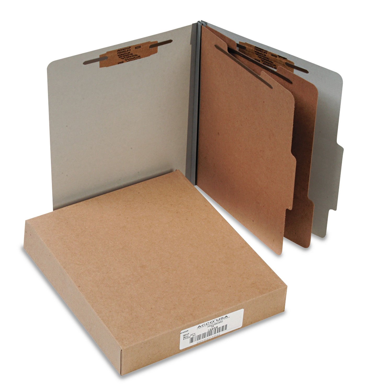 ACCO 15056 25-Pt Pressboard Classification Folders - Letter Size, 6-Section Dividers, Mist Gray (10-Pack) - Perfect for Office Organization, School Supplies & Document Filing