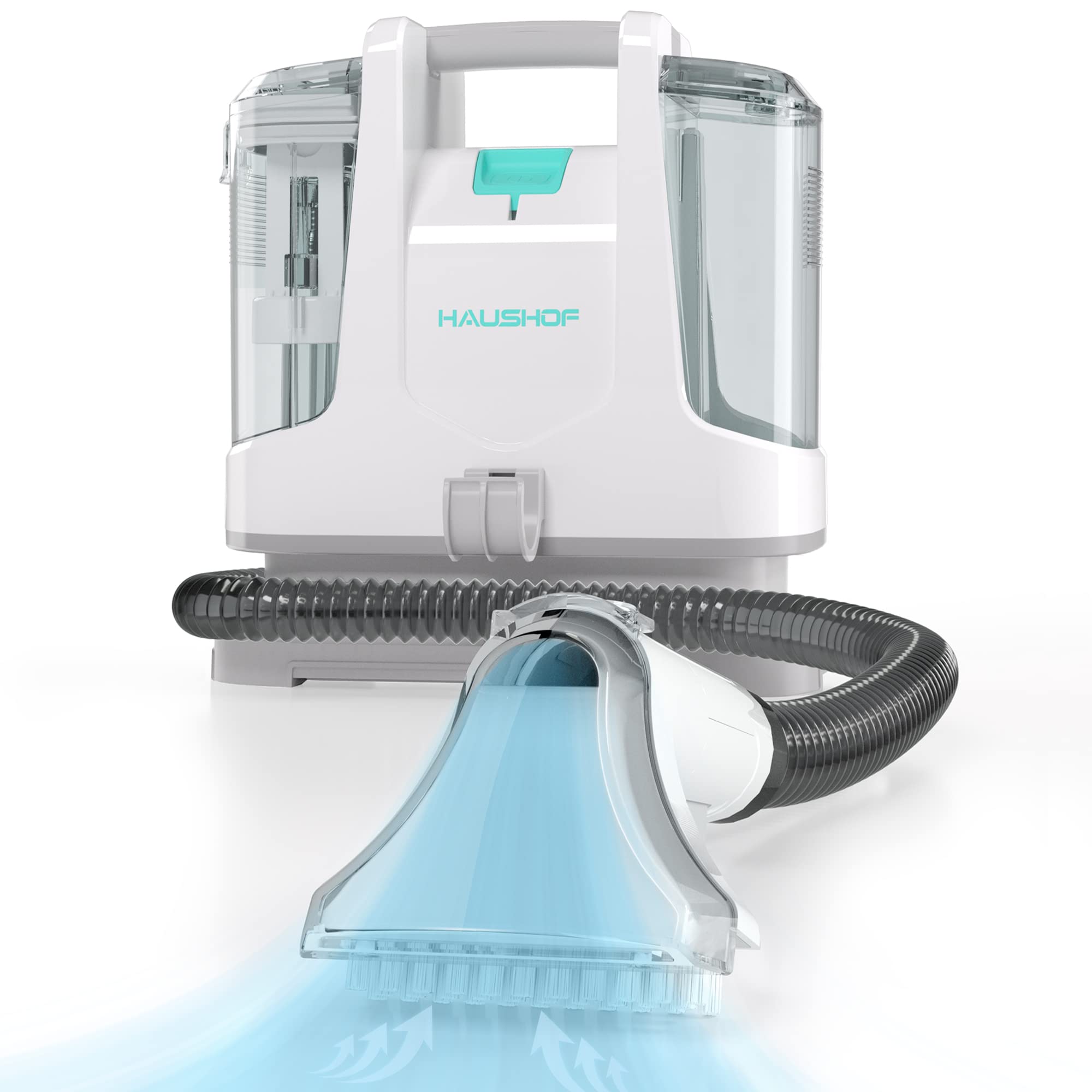 HAUSHOF Portable Carpet Spot Cleaner & Upholstery Cleaner Machine - Lightweight Handheld Deep Cleaner for Pet Stains, Sofa, Rug, Mattress, Car Seat & Curtain - White & Light Grey - Perfect for Home, Office and Car Interior Cleaning
