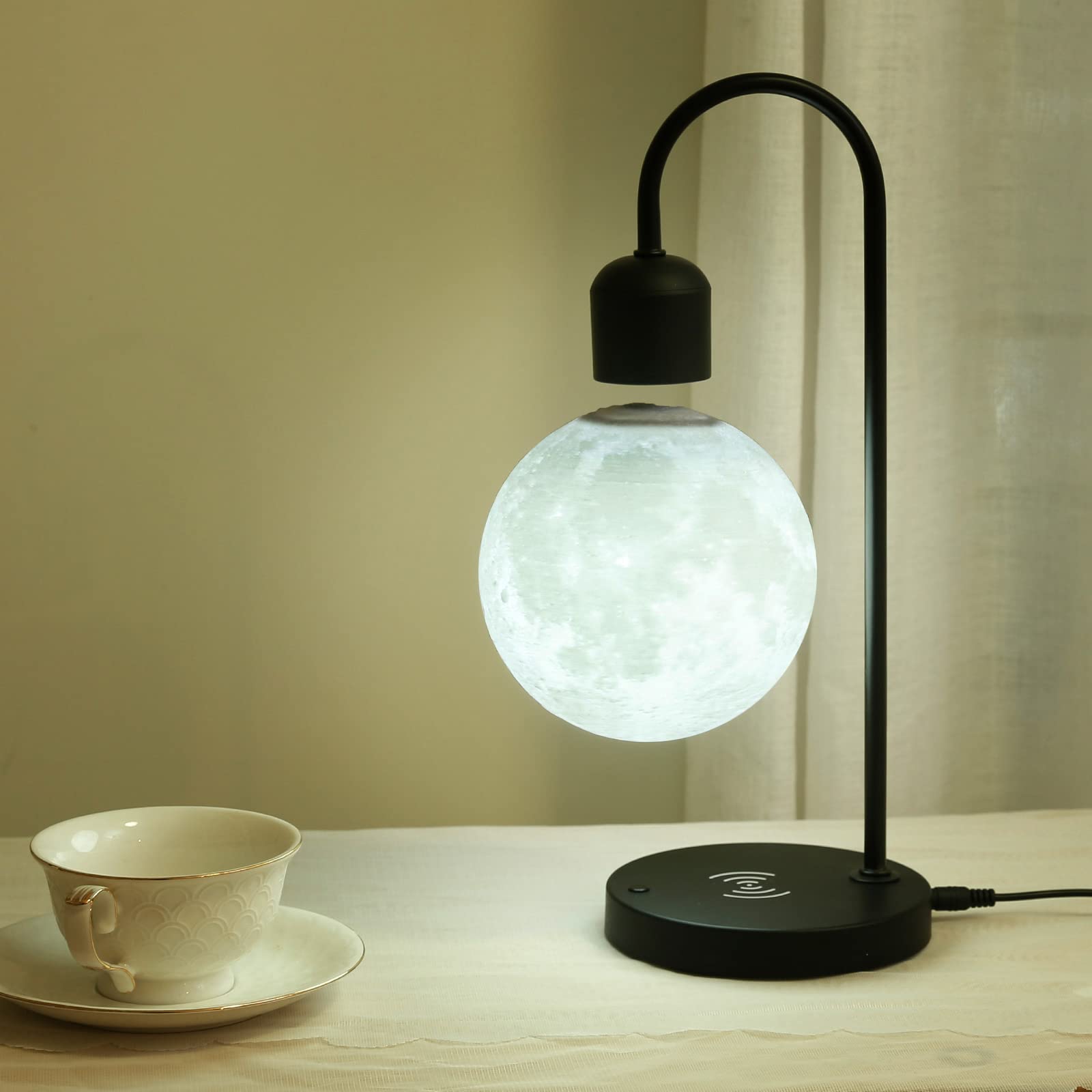 Wireless Charging Floating Moon Lamp with LED Levitating Ball - Magnetic Cloud Desk Night Light for Home, Office Decor, Gift for Friends & Family | Perfect for Bedroom, Living Room, and Relaxation Spaces