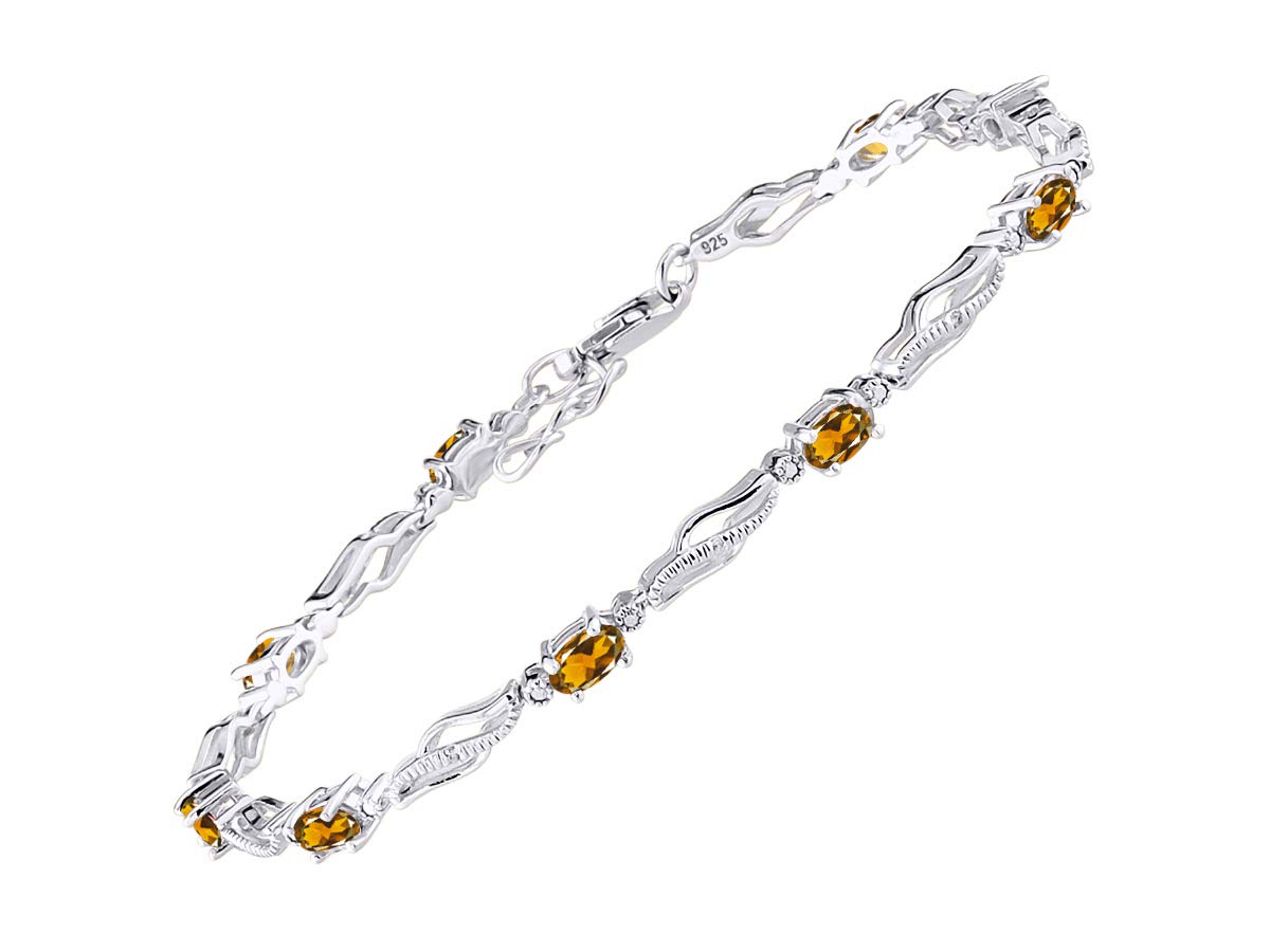 Rylos 925 Sterling Silver Serenity Wave Tennis Bracelet for Women - Adjustable 7