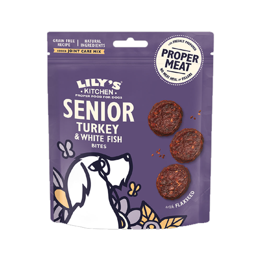 Premium Senior Turkey & White Fish Bites Dog Treats - All-Natural Protein Snacks for Older Dogs - Perfect for Training, Rewards & Joint Health Support