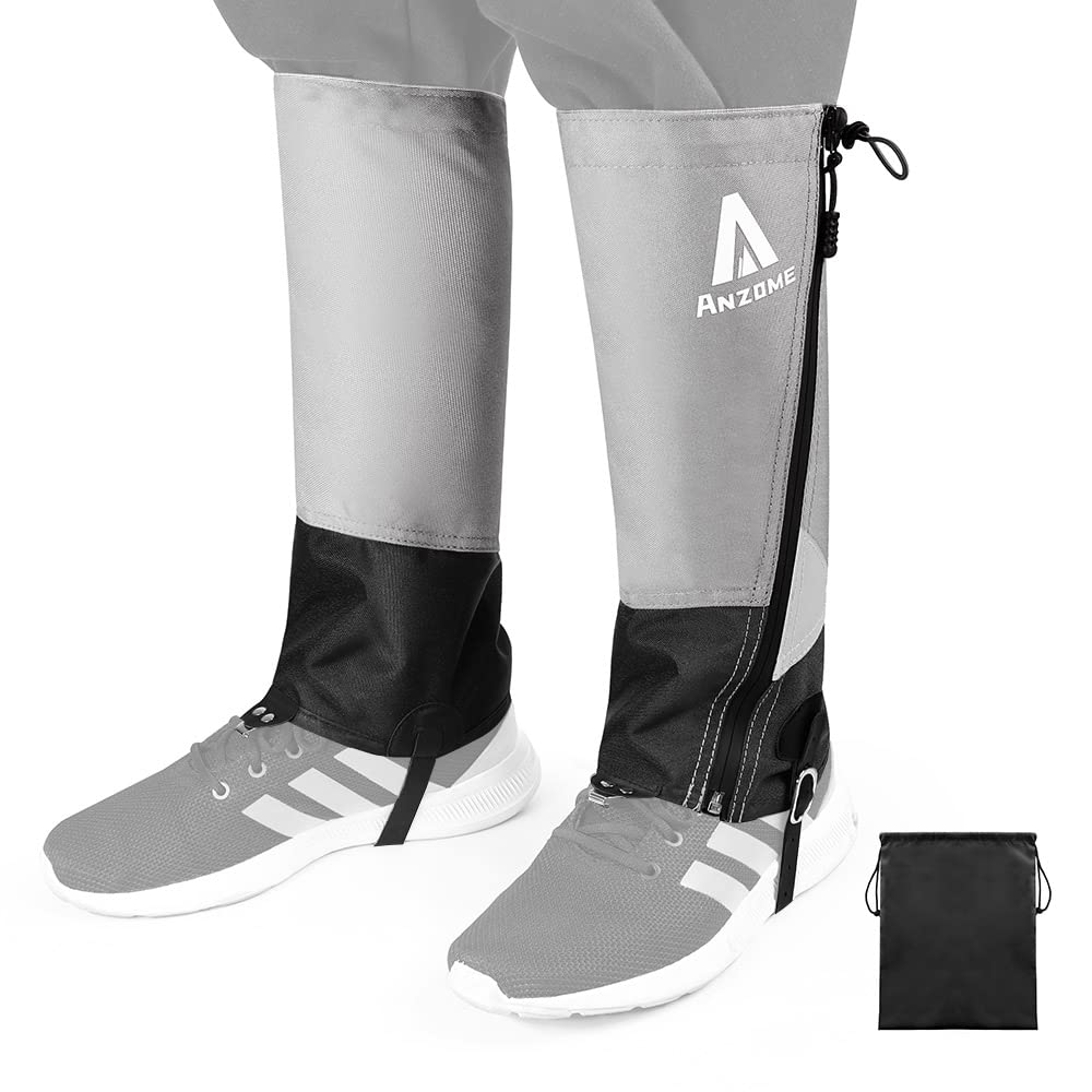 ANZOME Waterproof Leg Gaiters for Hiking & Snow - Adjustable Shoe Covers for Men & Women with Reflective Stripes - Ideal for Outdoor Activities Like Walking, Climbing, Hunting, and Skiing
