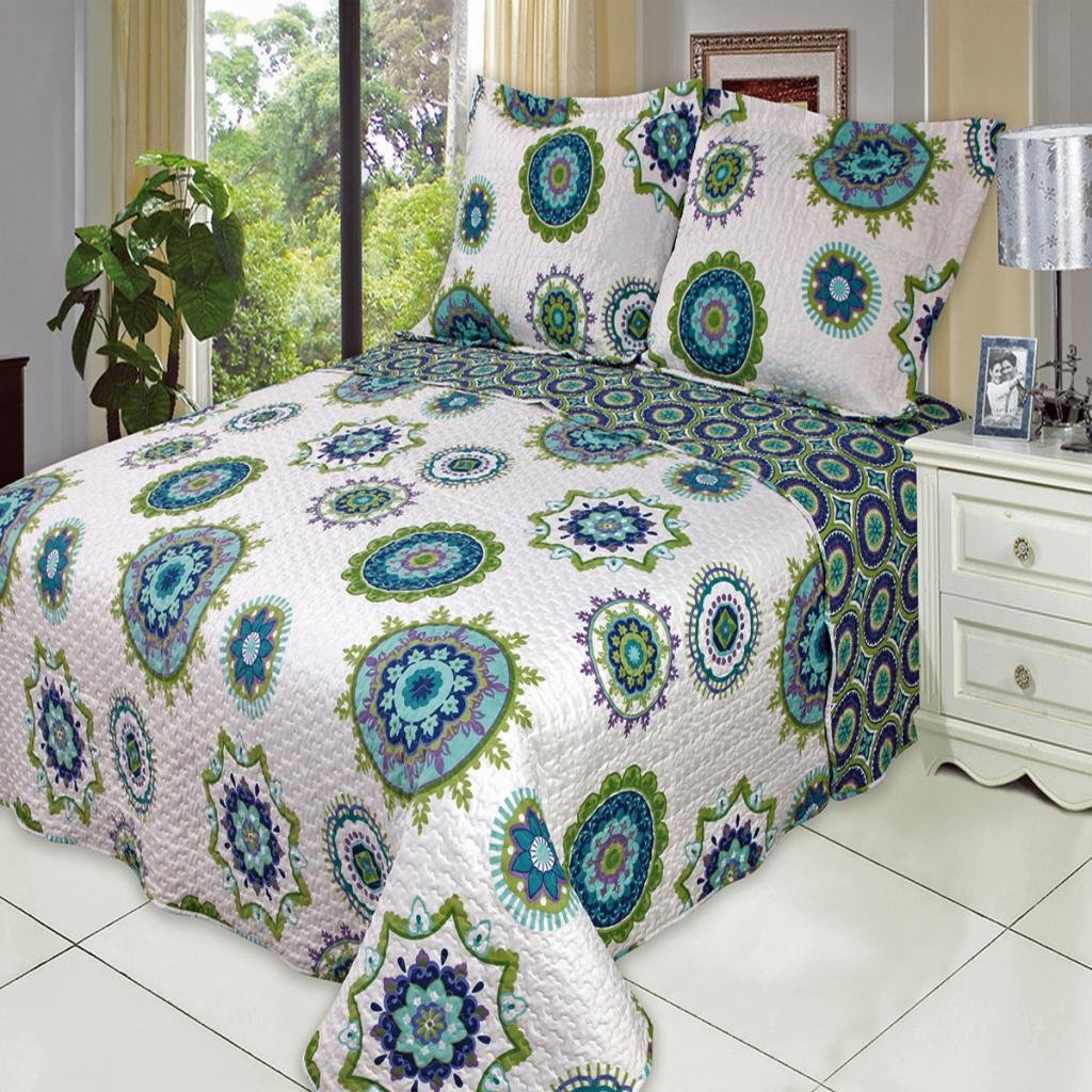 Premium 3-Piece Julia Cool Oversized Luxury Wrinkle-Free Quilt Set with Pillow Shams - Ultra Soft Bedding Ensemble for King/Queen Size Beds - Perfect for Cozy Nights & Guest Room Decor