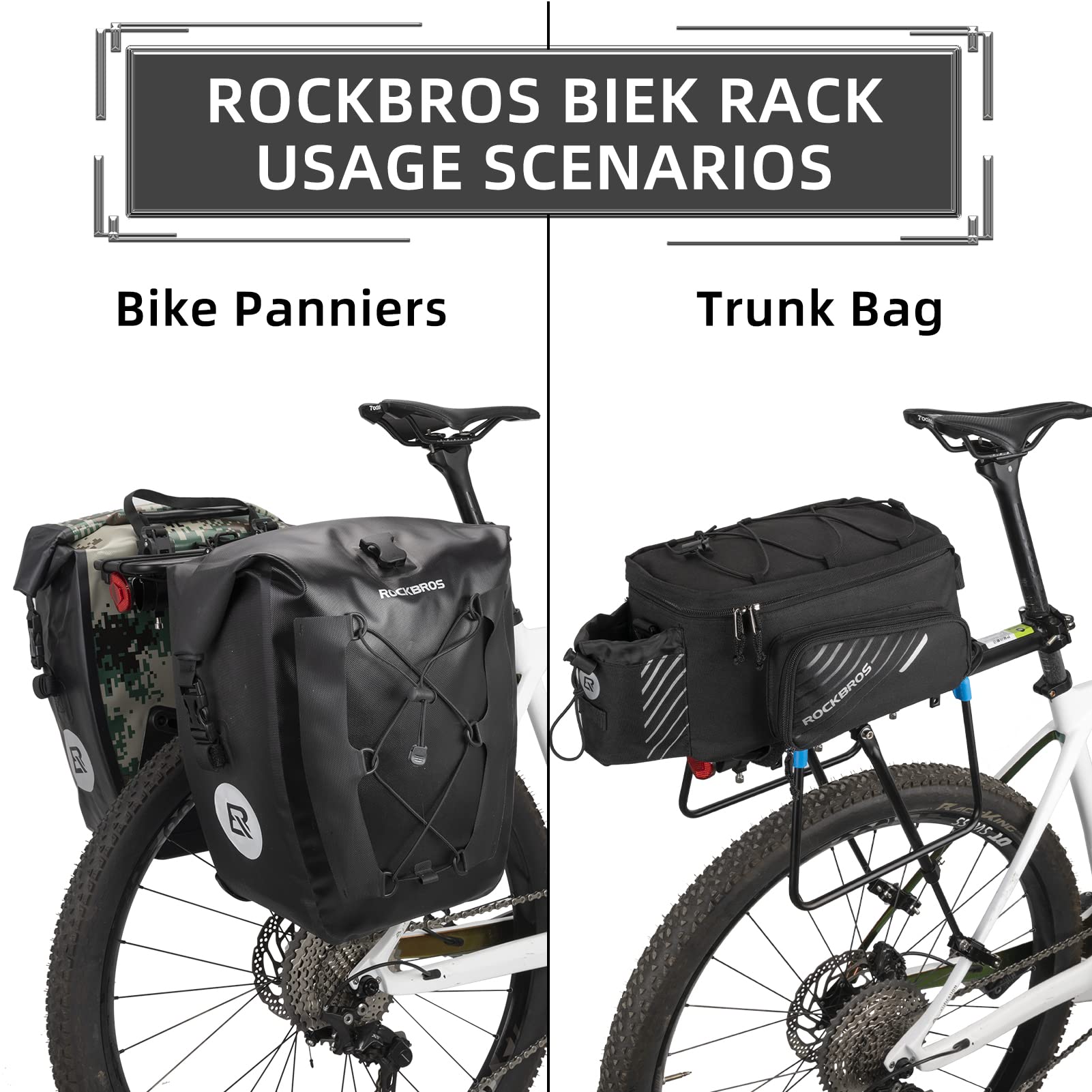ROCKBROS Quick Release Aluminum Alloy Rear Bike Rack - Lightweight Cargo Carrier for Mountain Bikes & Commuter Bikes | Perfect for Grocery Shopping, Camping Gear & Daily Commute