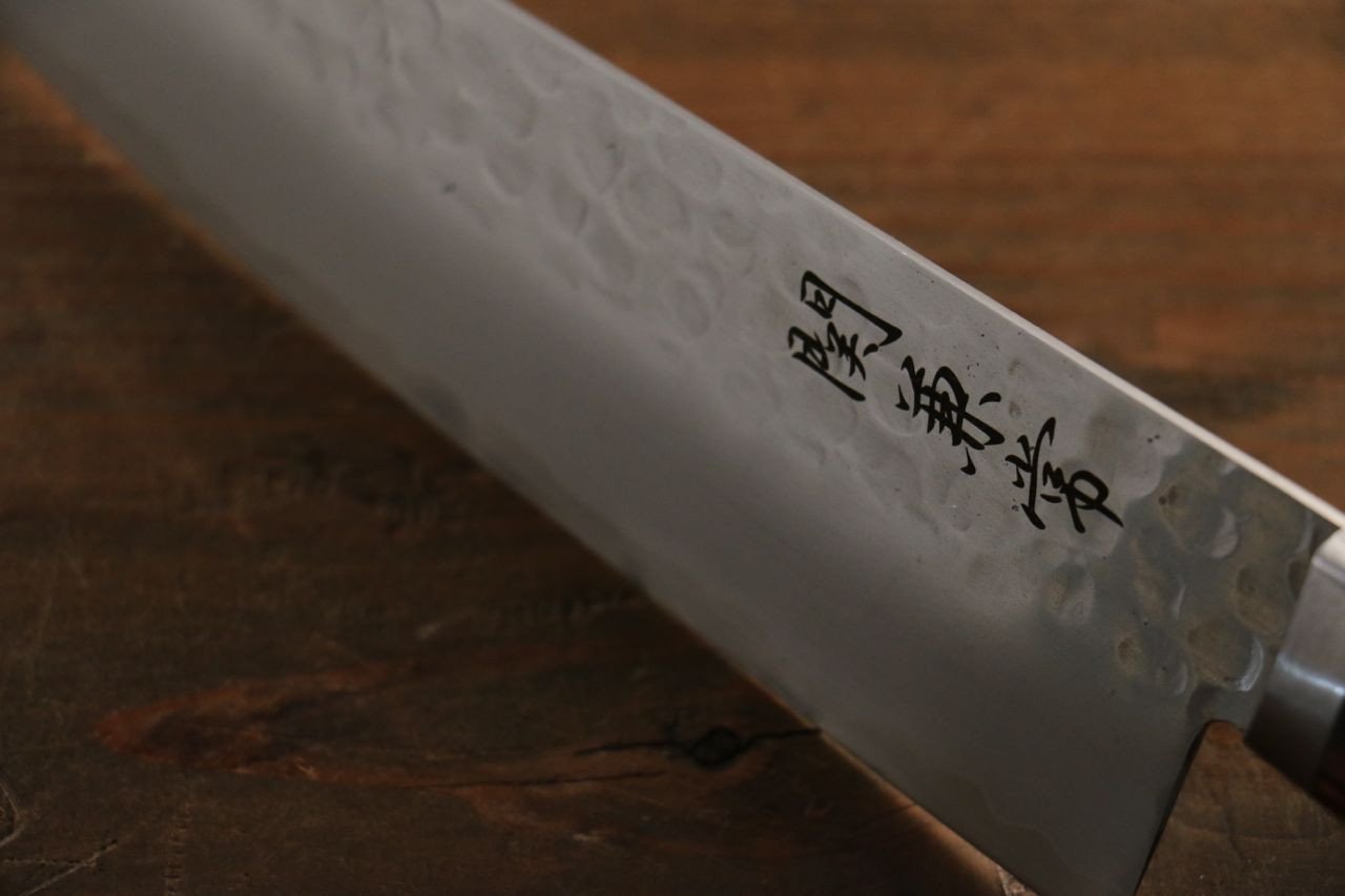 Kanetsune VG1 Hammered Santoku Knife 165mm - Japanese Mahogany Handle Chef Knife for Slicing, Dicing & Chopping Vegetables, Meat & Fish