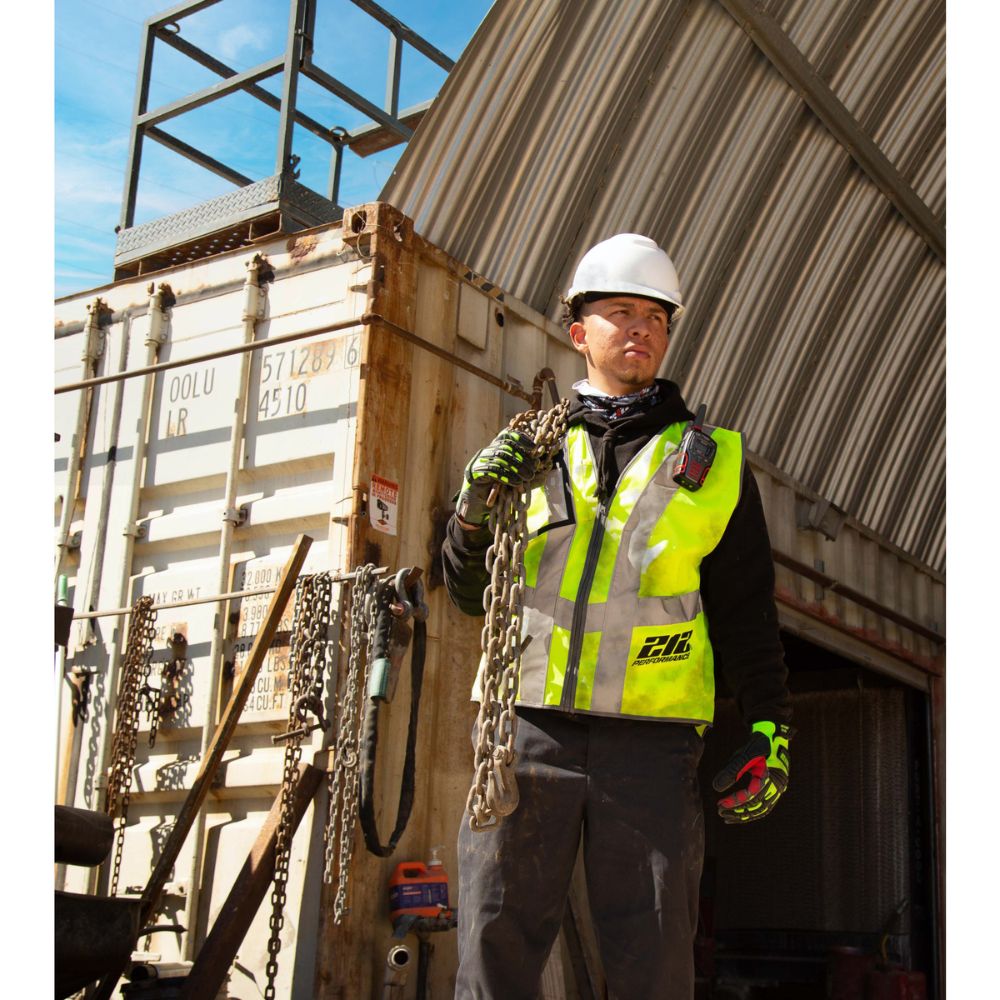 212 Performance VSTPERF 8809 High Visibility Safety Vest - Reflective Gray & Medium Yellow with Windowed Badge Pocket - OSHA ANSI Compliant for Construction, Road Work & Emergency Responders