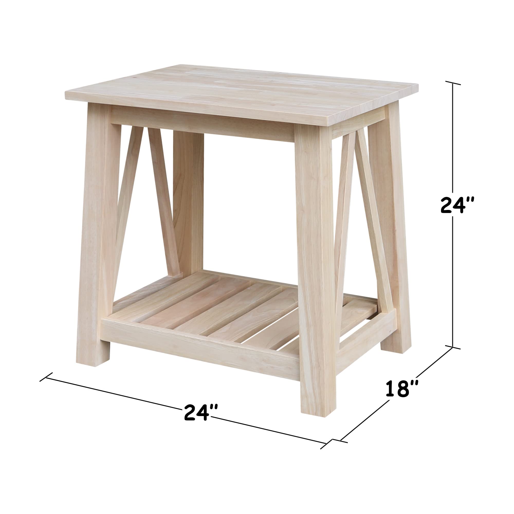 IC International Concepts Surrey End Table - Versatile Side Table for Living Room, Bedroom & Office - Easy Assembly, Sturdy Unfinished Wood Furniture - Perfect for Small Spaces, Nightstands & Home Decor