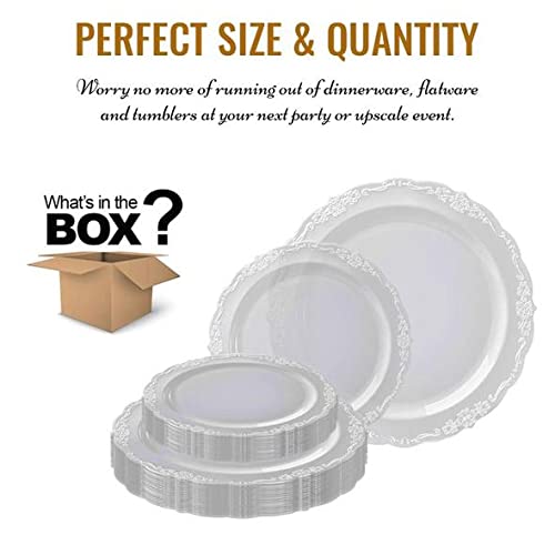 Elegant Disposable Plastic Plates Set for Party - 120-Piece Clear Dinnerware Combo for Guests | Perfect for Birthday, Wedding, BBQ & Outdoor Events