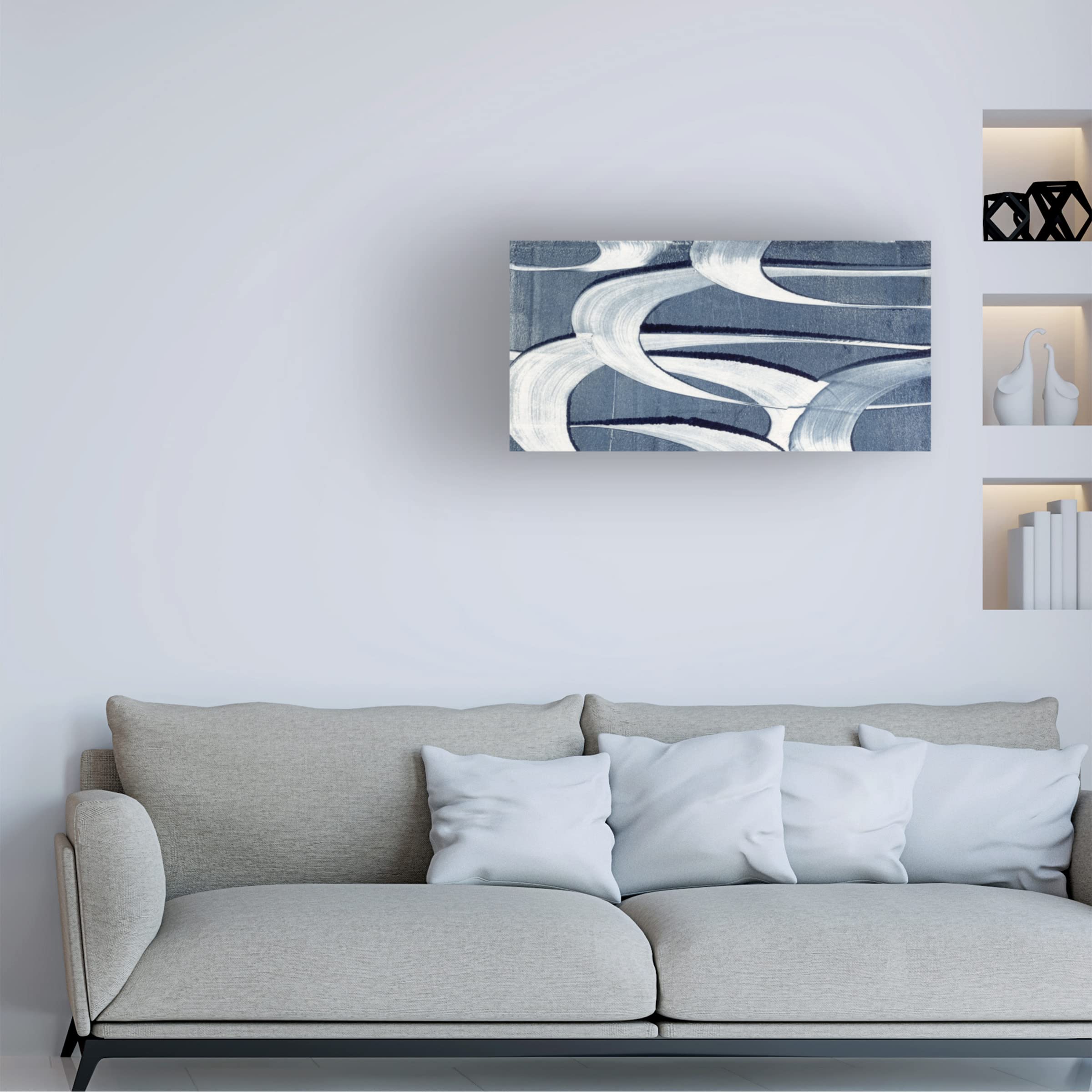 Trademark Fine Art 'Wave Frequency II' Canvas Wall Art by Nikki Galapon - Modern Abstract Ocean Painting for Living Room, Bedroom & Office Decor