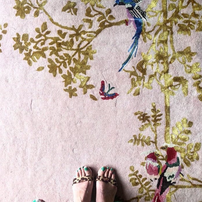Luxury Pink & Gold Hand Tufted Oriental Rug - Premium Wool Carpet for Living Room, Bedroom Decor - Elegant Home Accent for Boho, Modern & Traditional Interiors