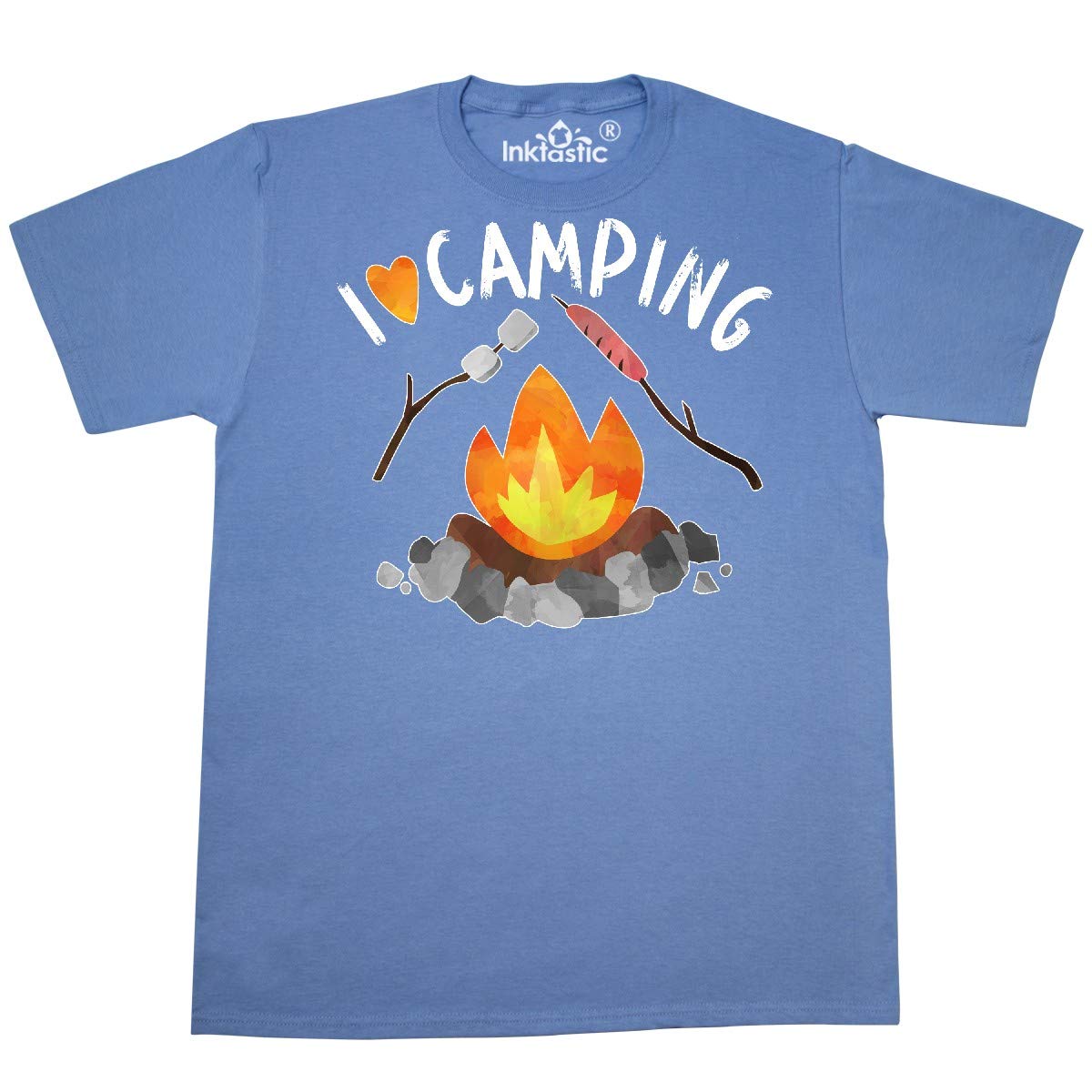 Inktastic I Love Camping T-Shirt with Campfire, Hot Dog & Marshmallows Design - Perfect for Outdoor Adventures, Hiking & Summer Camping Trips