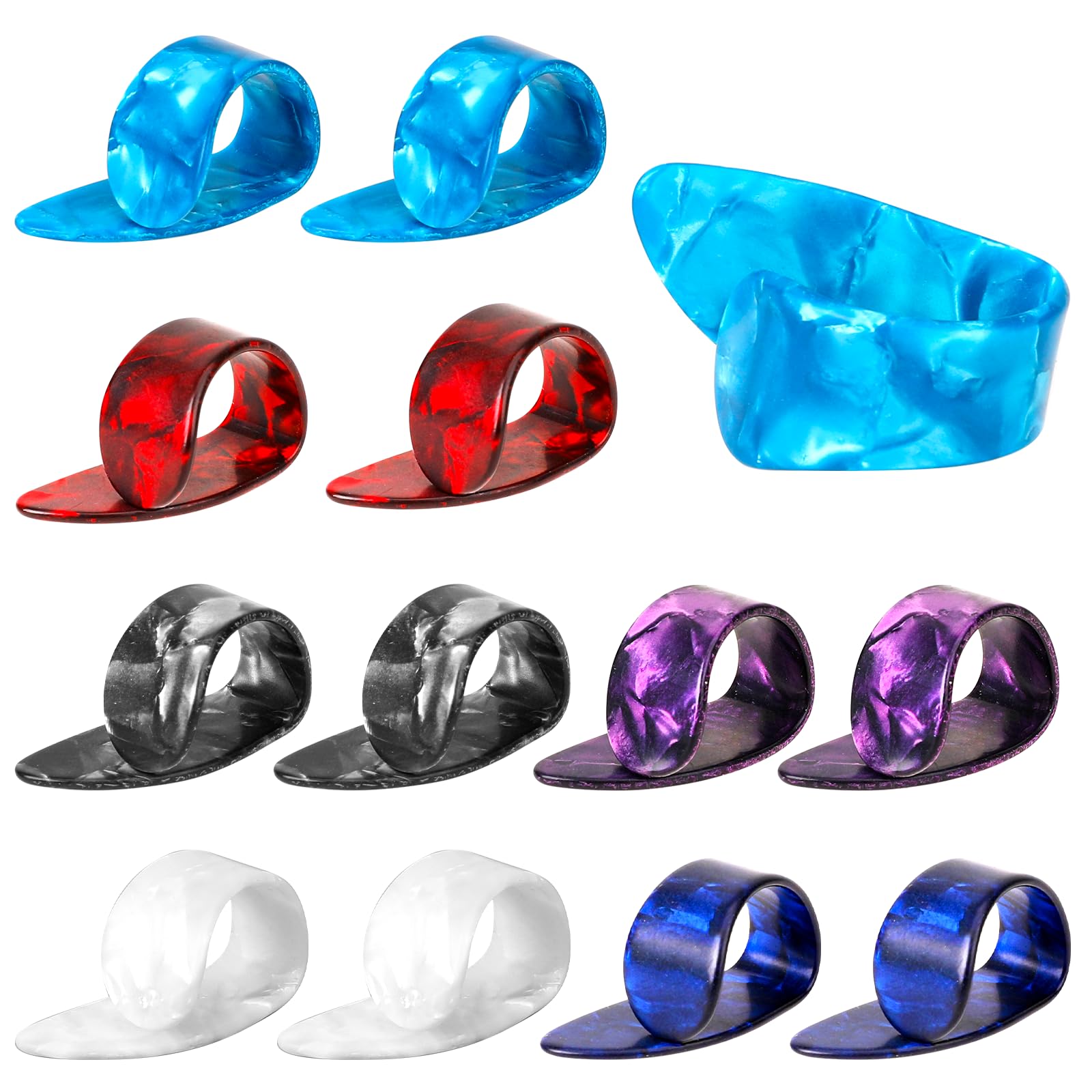 12pcs Medium Guitar Thumb Picks - 6 Color Celluloid Finger Picks for Acoustic Guitar, Banjo, Ukulele & Bass | Perfect for Fingerstyle Playing, Live Performances & Practice Sessions