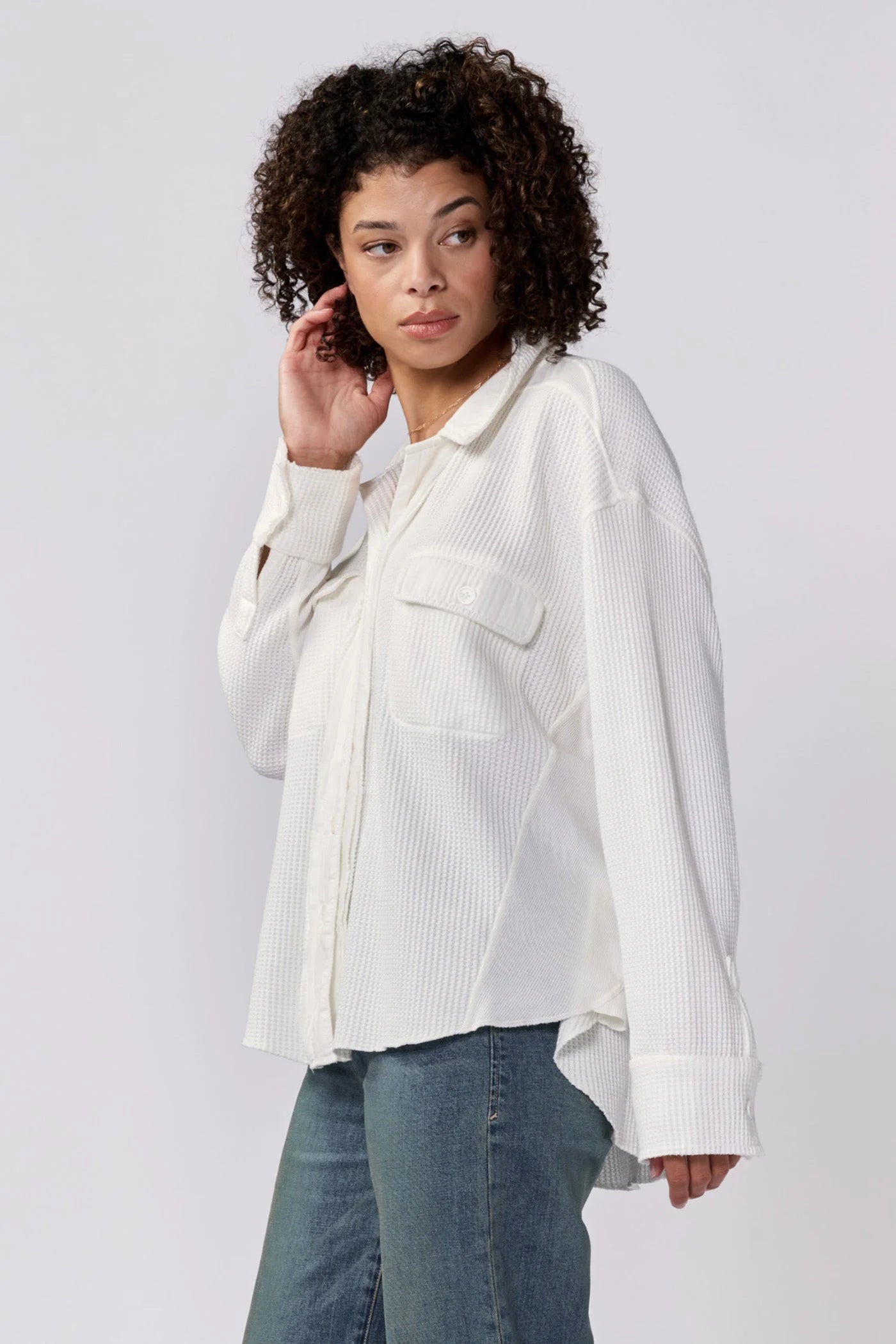 Foster Thermal Shirt Jacket for Men & Women - Cozy Fleece Lined Winter Shirt Jacket - White - Perfect for Outdoor Activities, Camping & Cold Weather Wear