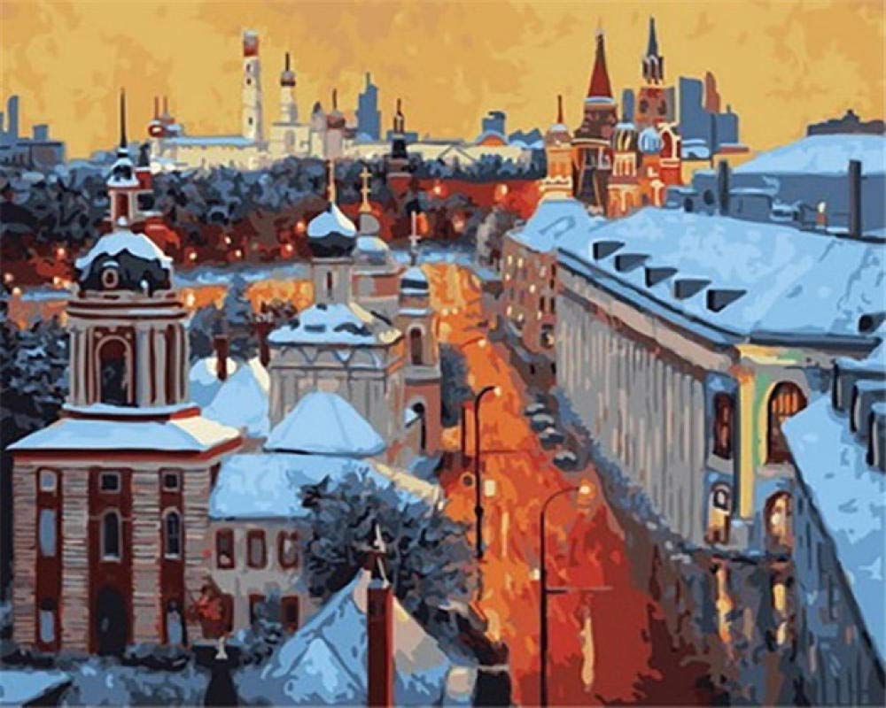 Winter House DIY Paint by Numbers Kit - Snow Scene Canvas Art for Home Decor, Hand Painted Gift for Adults & Beginners | Perfect for Relaxation, Stress Relief & Wall Art