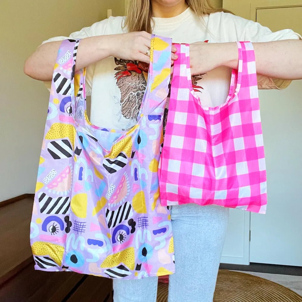 Eco-Friendly Reusable Shopping Bags Set of 2 Sizes - Stylish Purple Design for Groceries & Retail | Perfect for Grocery Shopping, Farmers Markets & Eco-Conscious Lifestyle