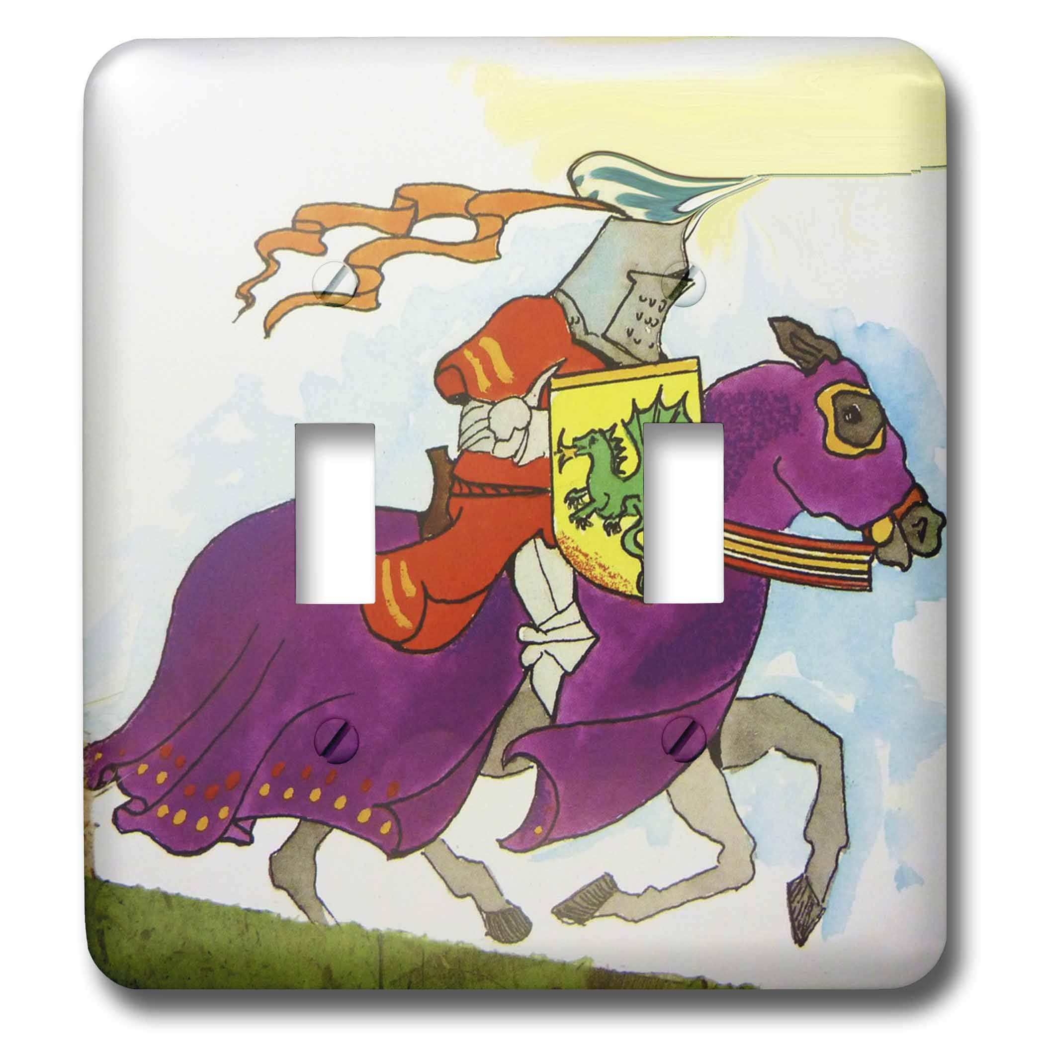 3D Rose Red Yellow Violet Knight and Horse Toggle Switch Cover - Decorative Switch Plate for Home, Office, and Gaming Room Decor