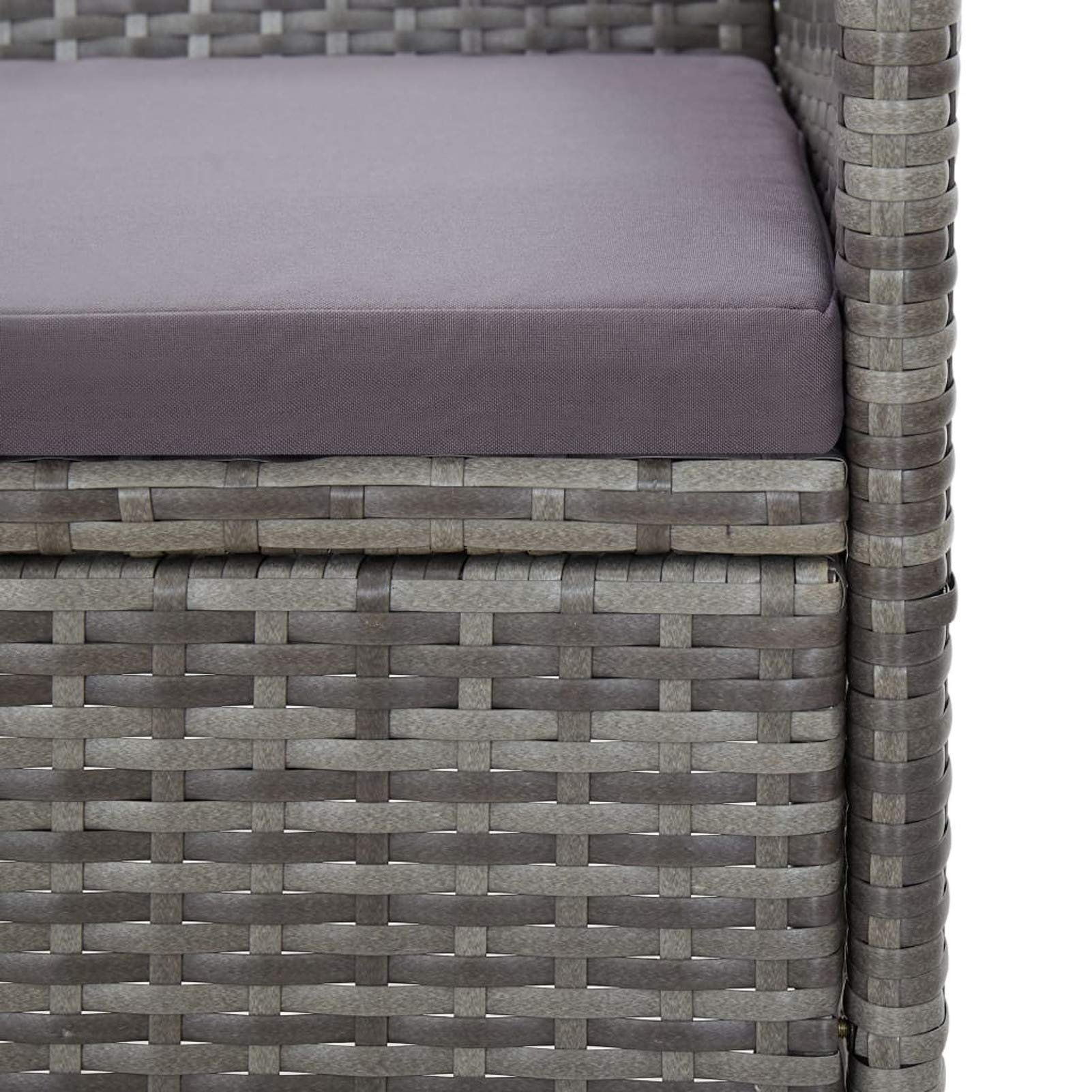3-Seater Grey Poly Rattan Garden Sofa Set with Cushions - Outdoor Patio Furniture for Backyard, Poolside & Garden Relaxation