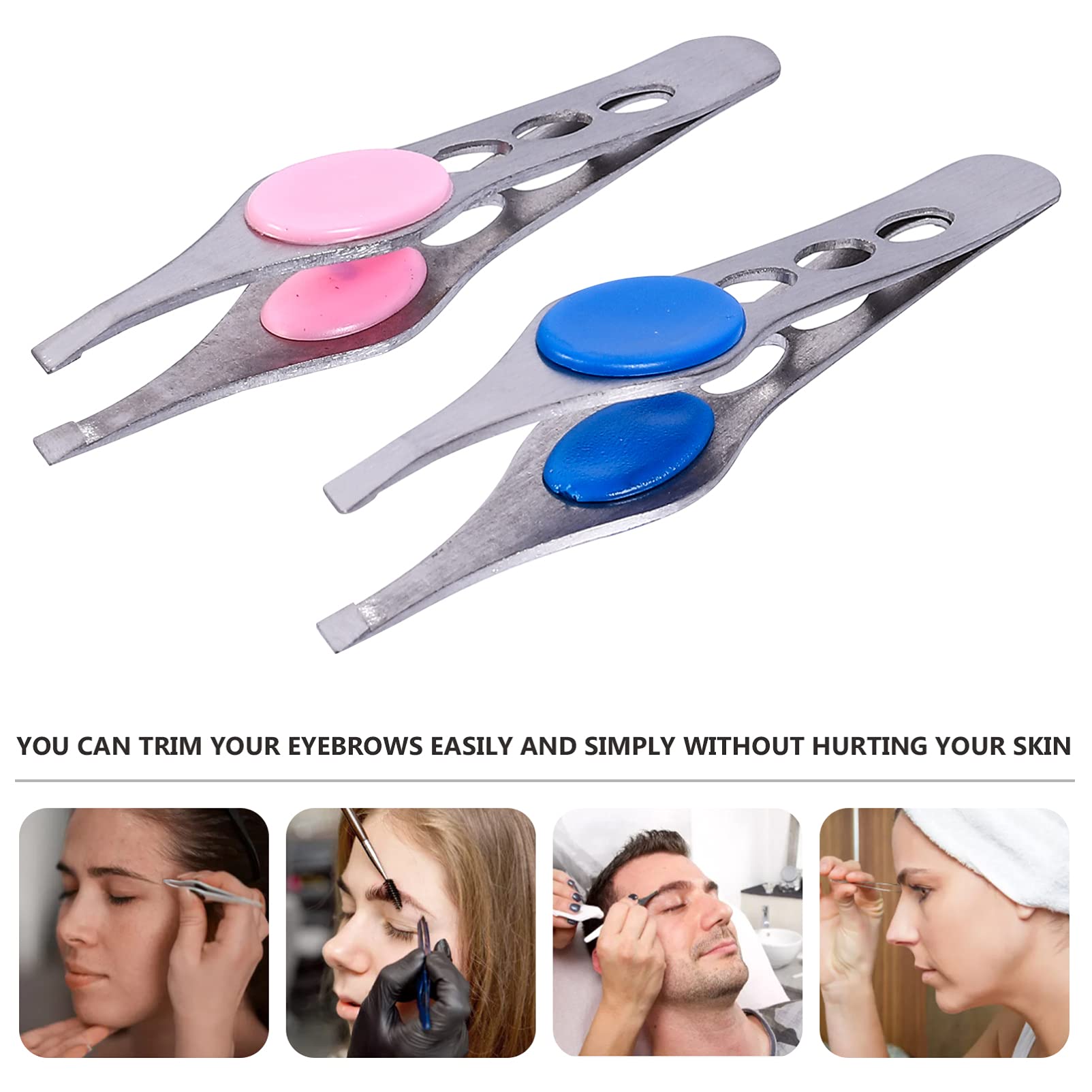 4-Piece Stainless Steel Eyebrow Tweezers Set - Professional Hair Removal Tools with Pointed Tips, Nail Glue Brush & Lash Tweezers for Precise Shaping - Perfect for Eyebrow Grooming, Eyelash Extensions & DIY Beauty Care