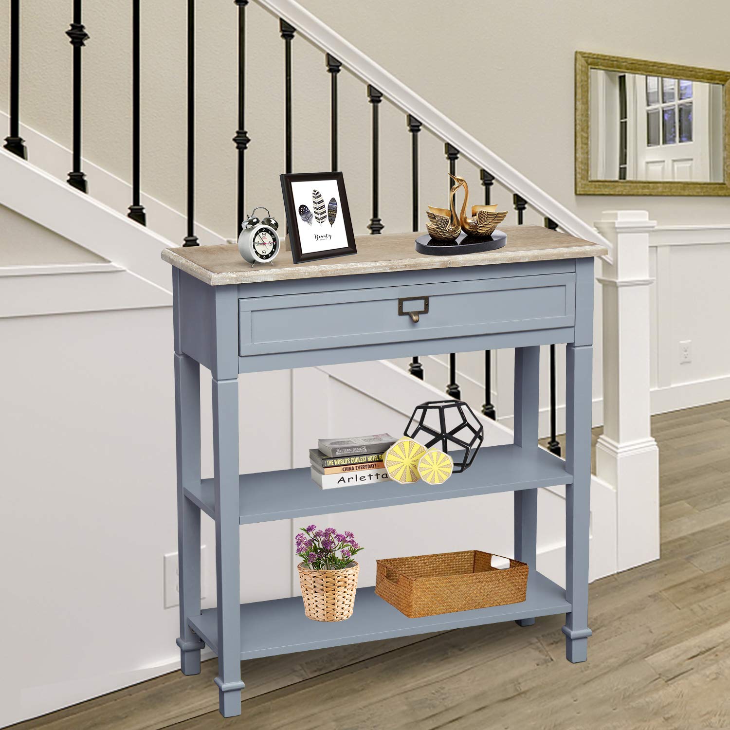Kinborbaby Narrow Console Table with Storage - Slim Hallway & Entryway Table for Small Spaces | Perfect for Apartments, Living Rooms, and Foyers