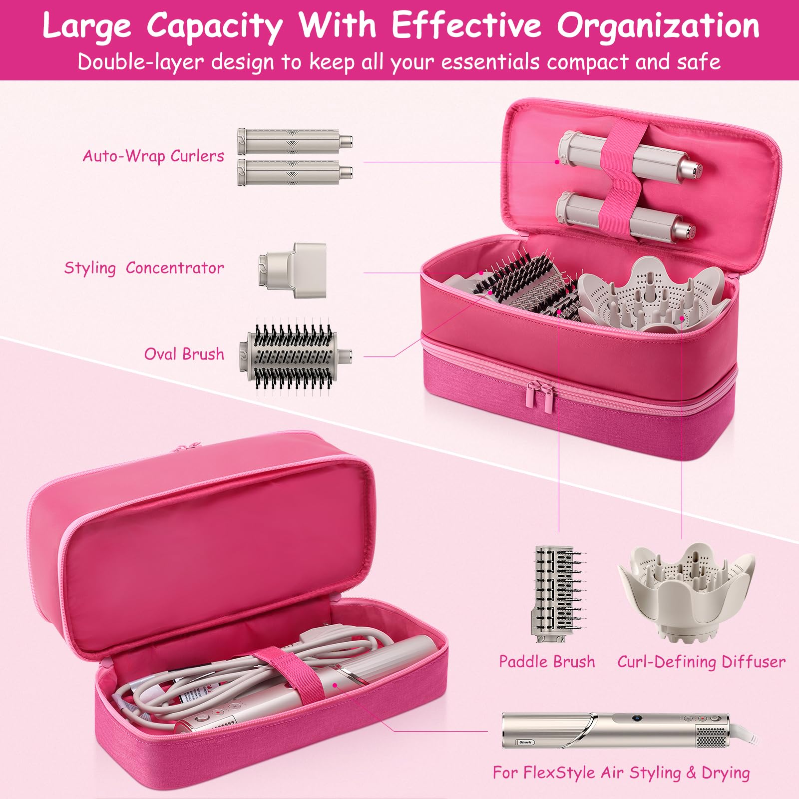 Shark FlexStyle Travel Case for Dyson Airwrap - Hair Dryer Storage Bag for Styling Tools & Accessories - Perfect for Salon & Travel