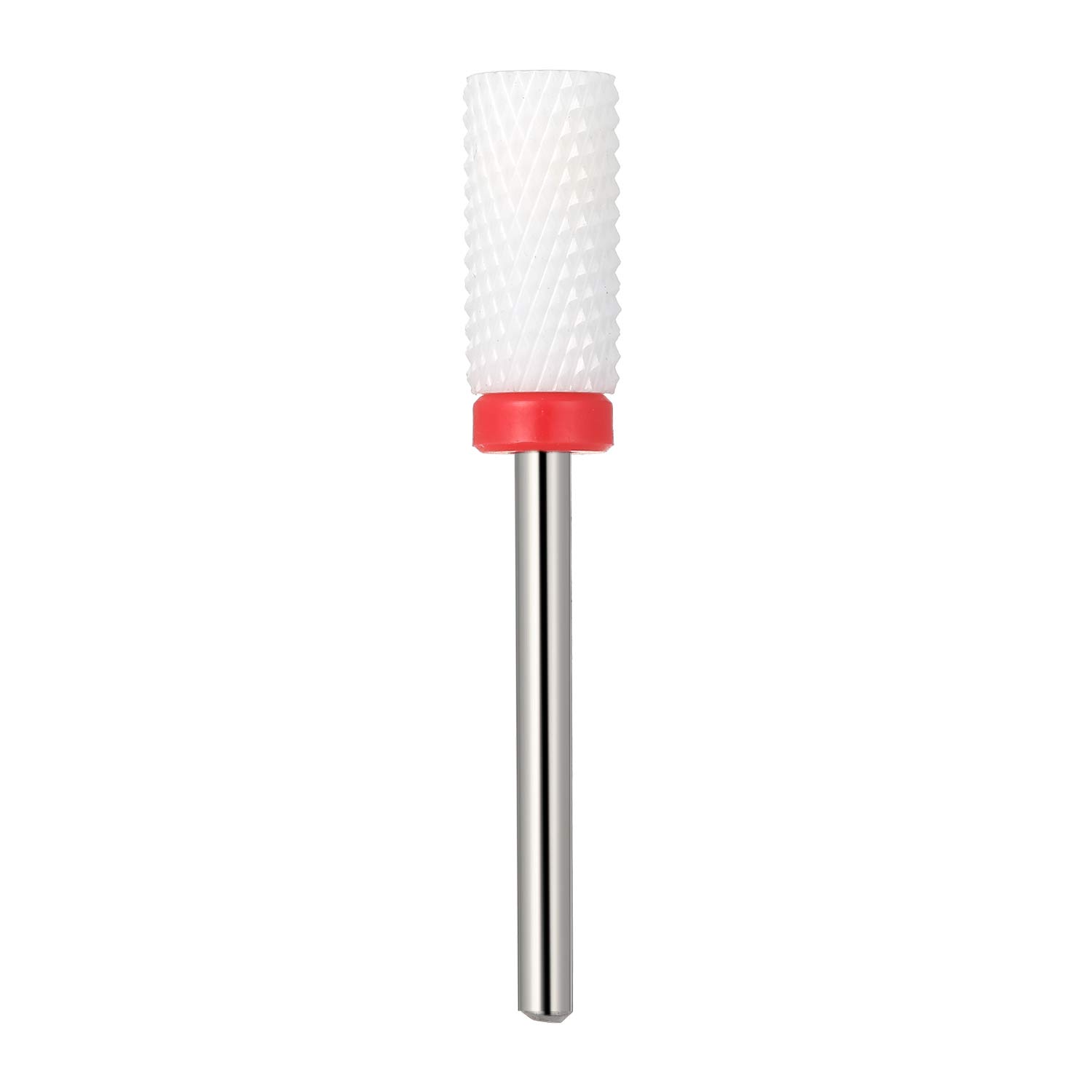 Fesjoy White Ceramic Nail Drill Bit - Large Barrel Cylinder Smooth Top Bit for Electric Manicure Machine | Professional Nail Tools Accessories | Perfect for Salon, Home Nail Care & DIY Manicures