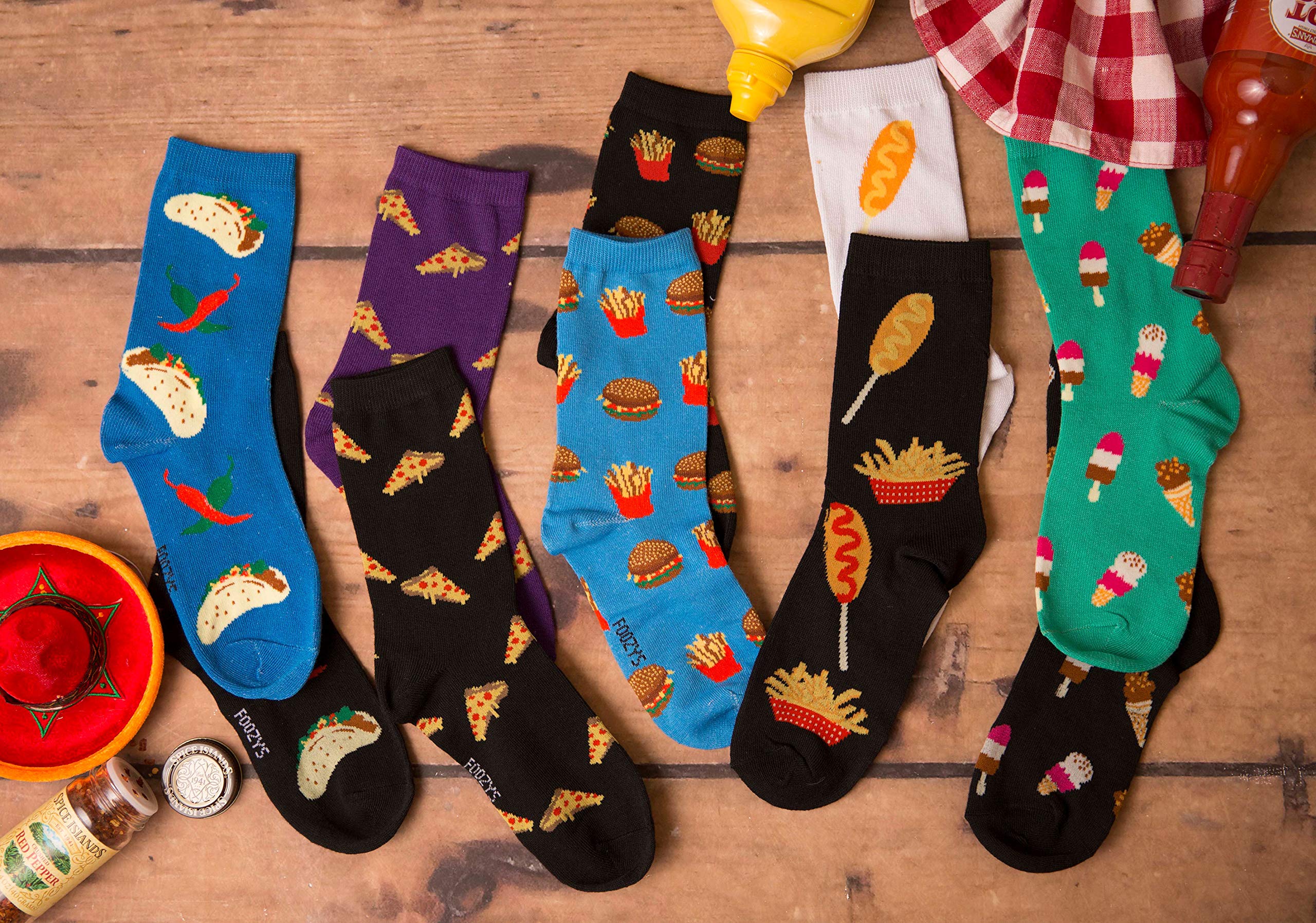 Foozys Women's Crew Socks - Fun Food & Drink Pattern Novelty Socks (2 Pairs) | Comfortable Cotton Casual Socks for Everyday Wear, Gift Ideas